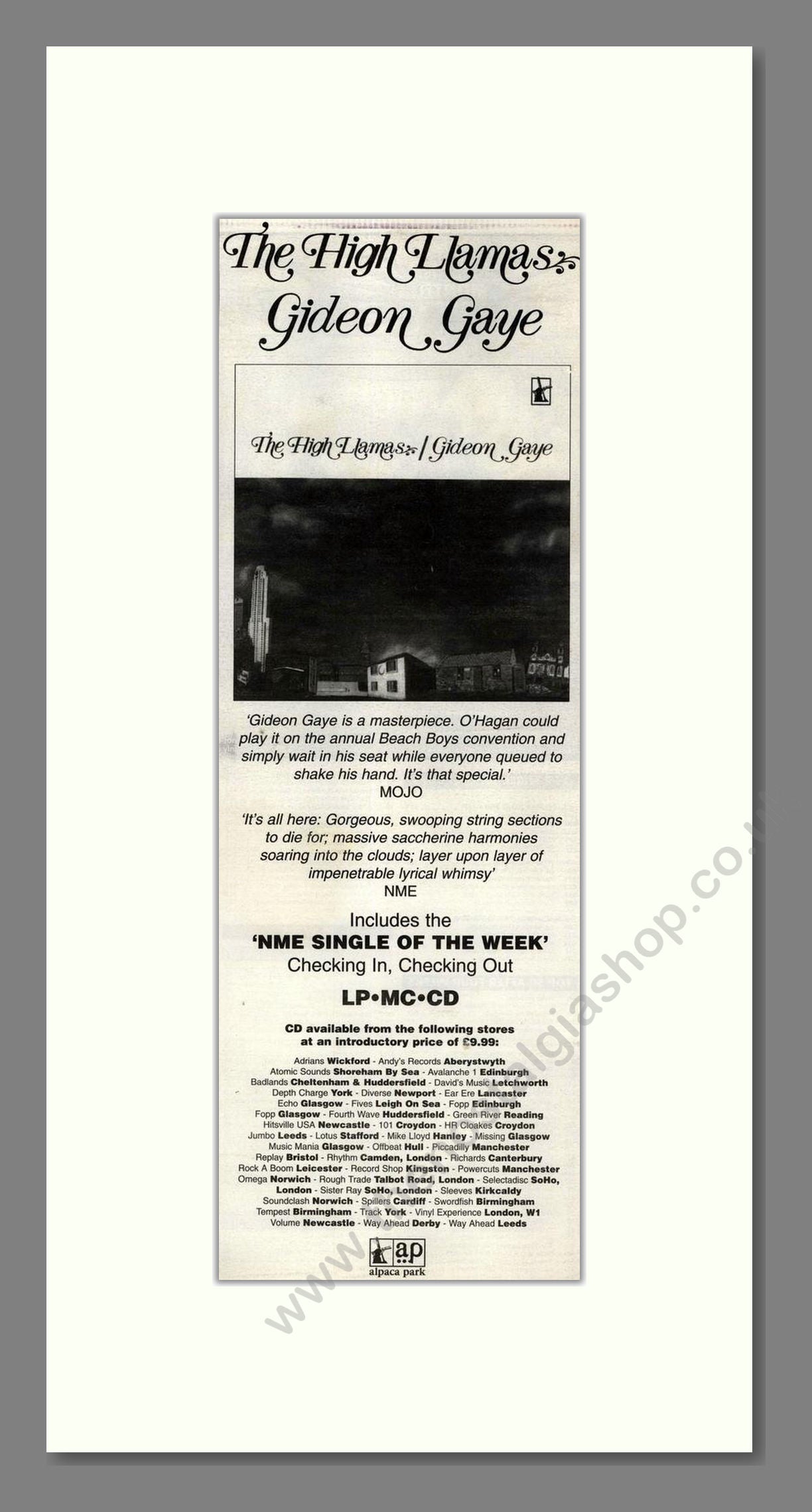 High Llamas (The) - Gideon Gaye. Vintage Advert 1995 (ref AD201721)