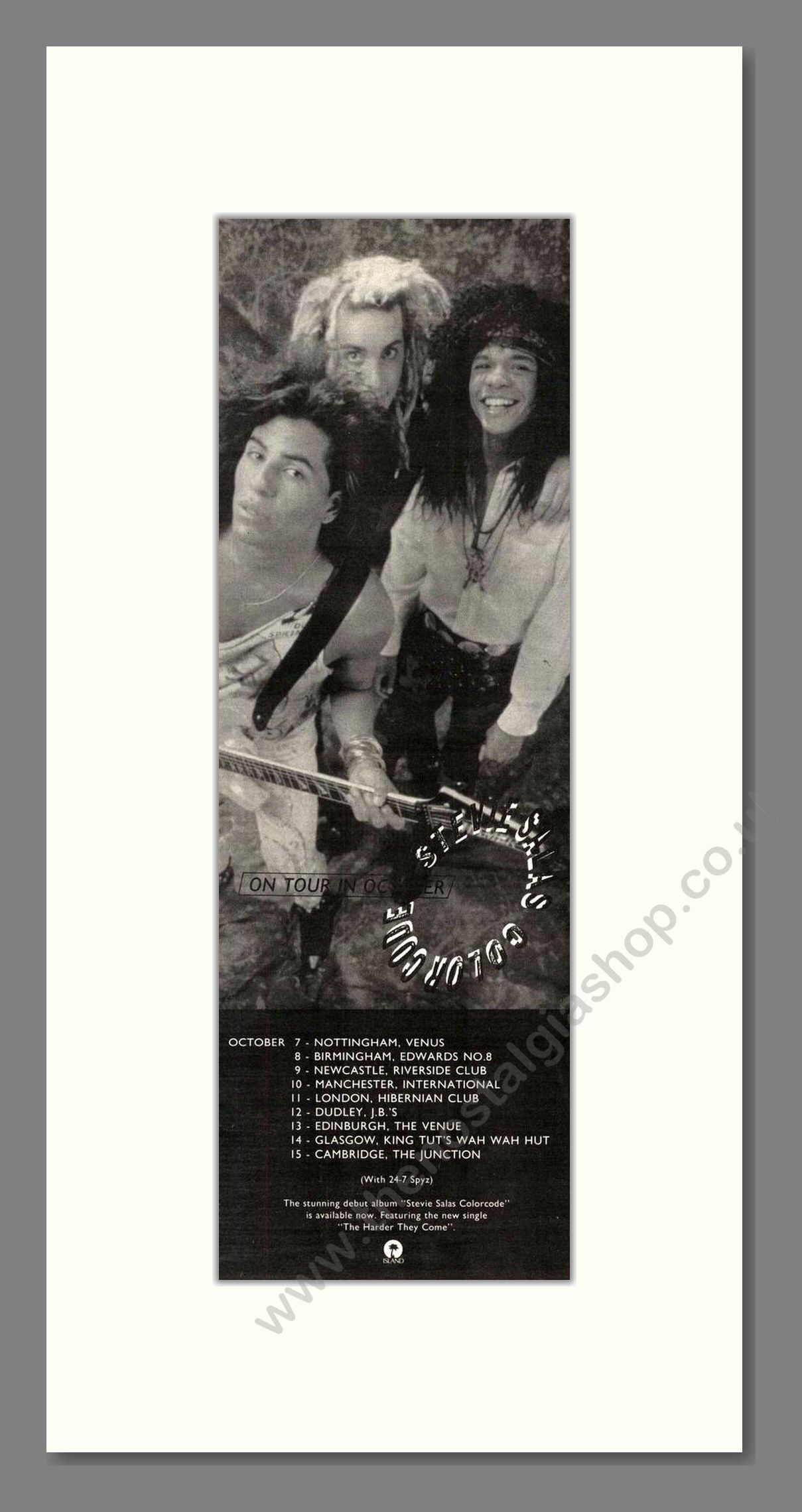 Stevie Salas - UK Tour. Vintage Advert 1990 (ref AD201736)