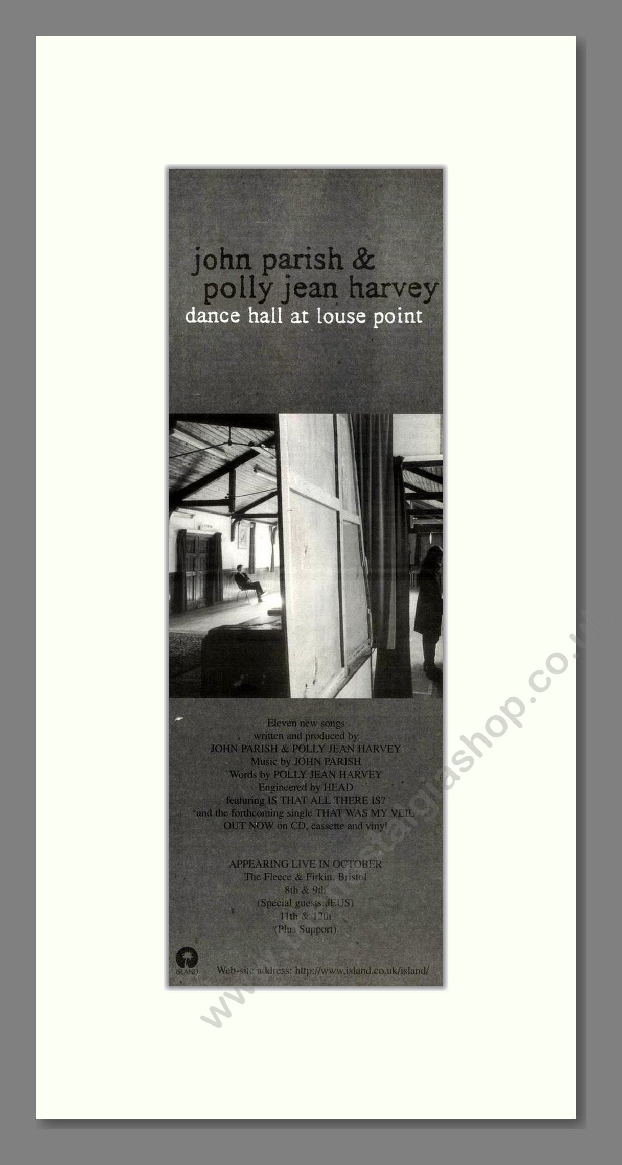 John Parish / Polly Jean Harvey - Dance Hall At Louse Point. Vintage Advert 1996 (ref AD201762)