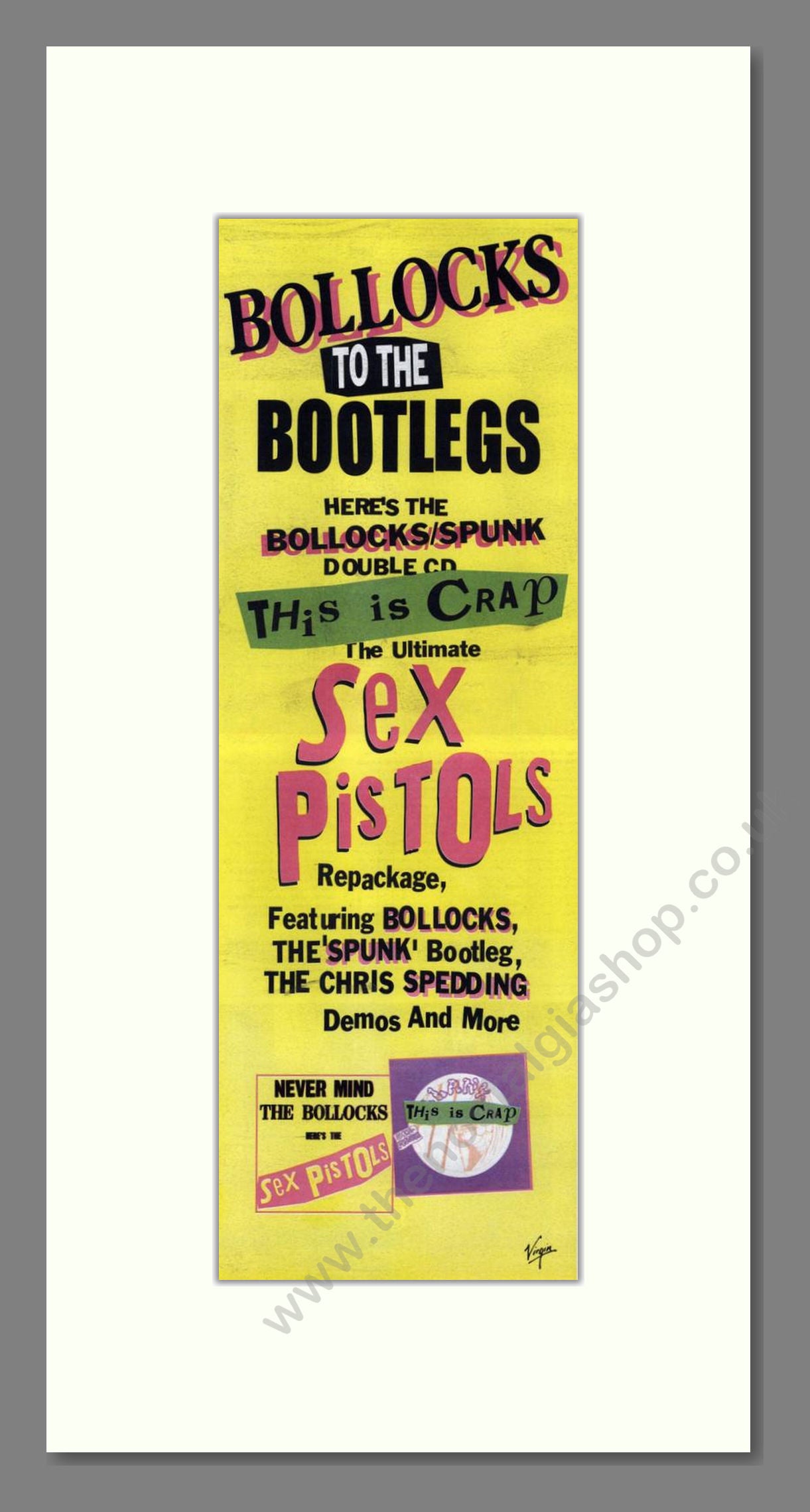 Sex Pistols - Bootlegs. Vintage Advert 1996 (ref AD201773)