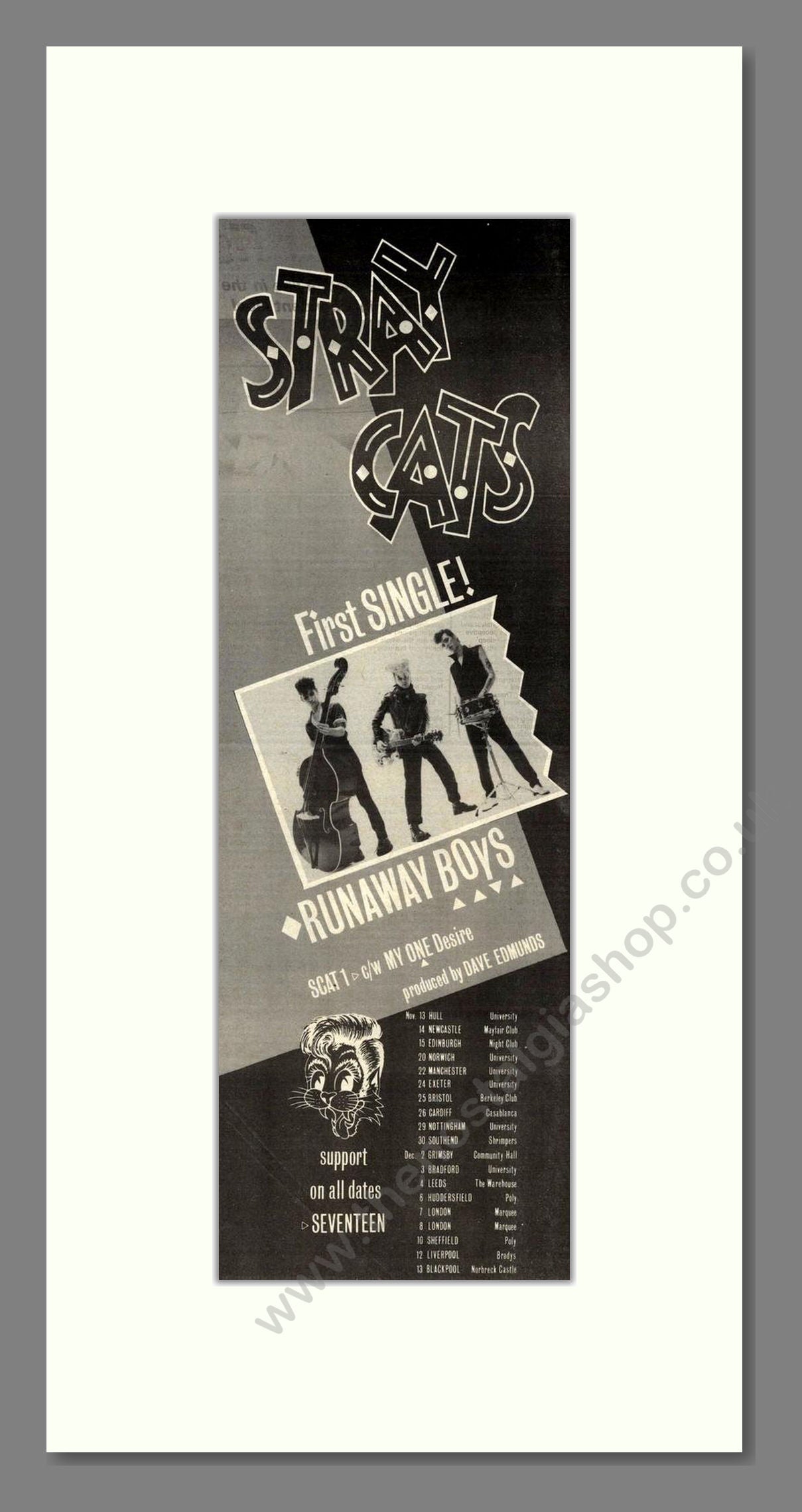 Stray Cats - Runaway Boys. Vintage Advert 1980 (ref AD201782)