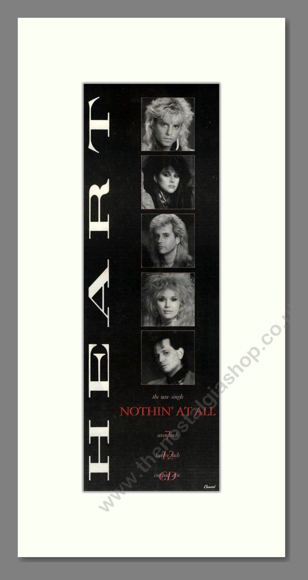 Heart - Nothin' At All. Vintage Advert 1988 (ref AD201792)