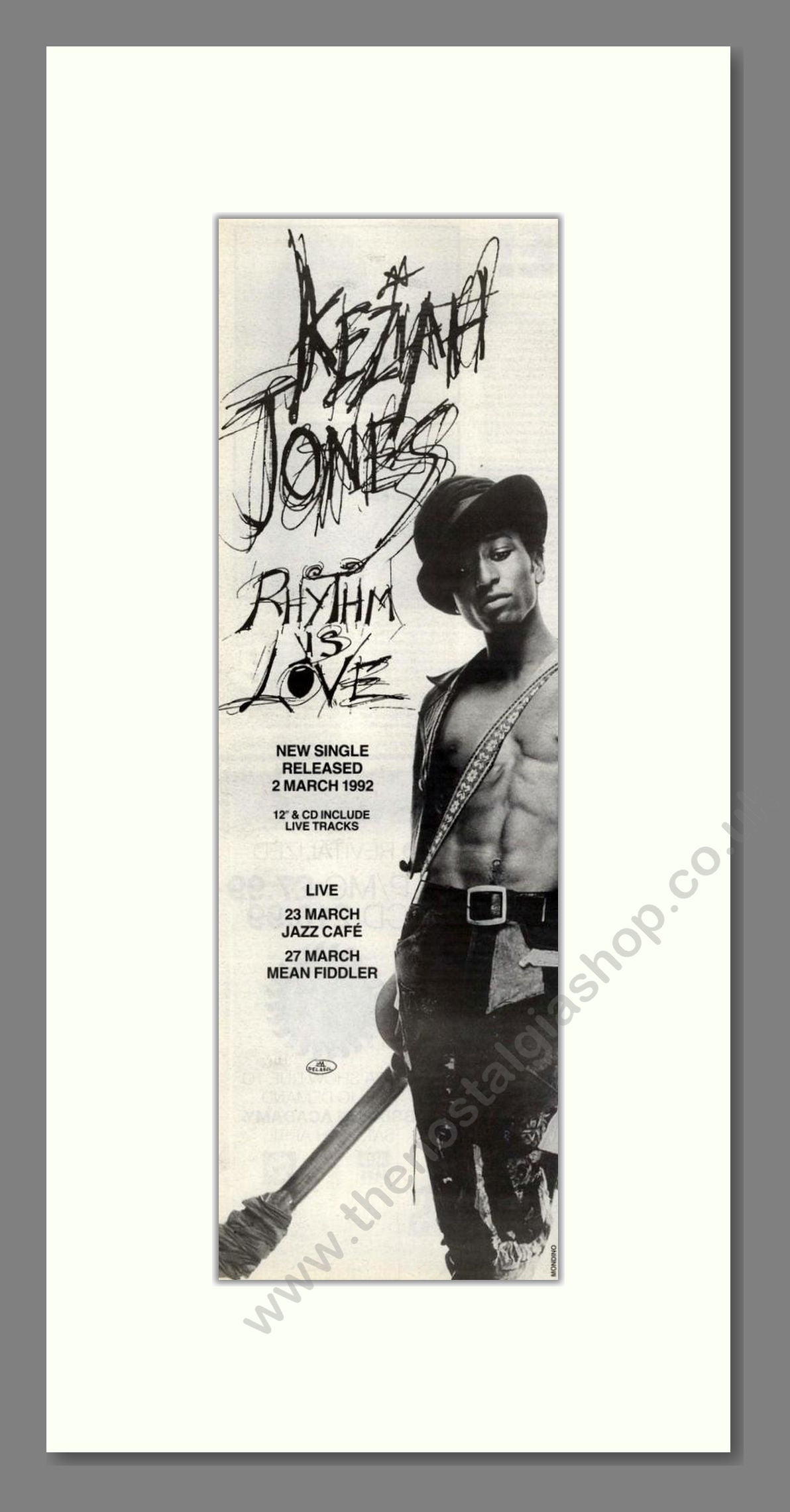 Keith Jones - Rhythm Is Love. Vintage Advert 1992 (ref AD201846)