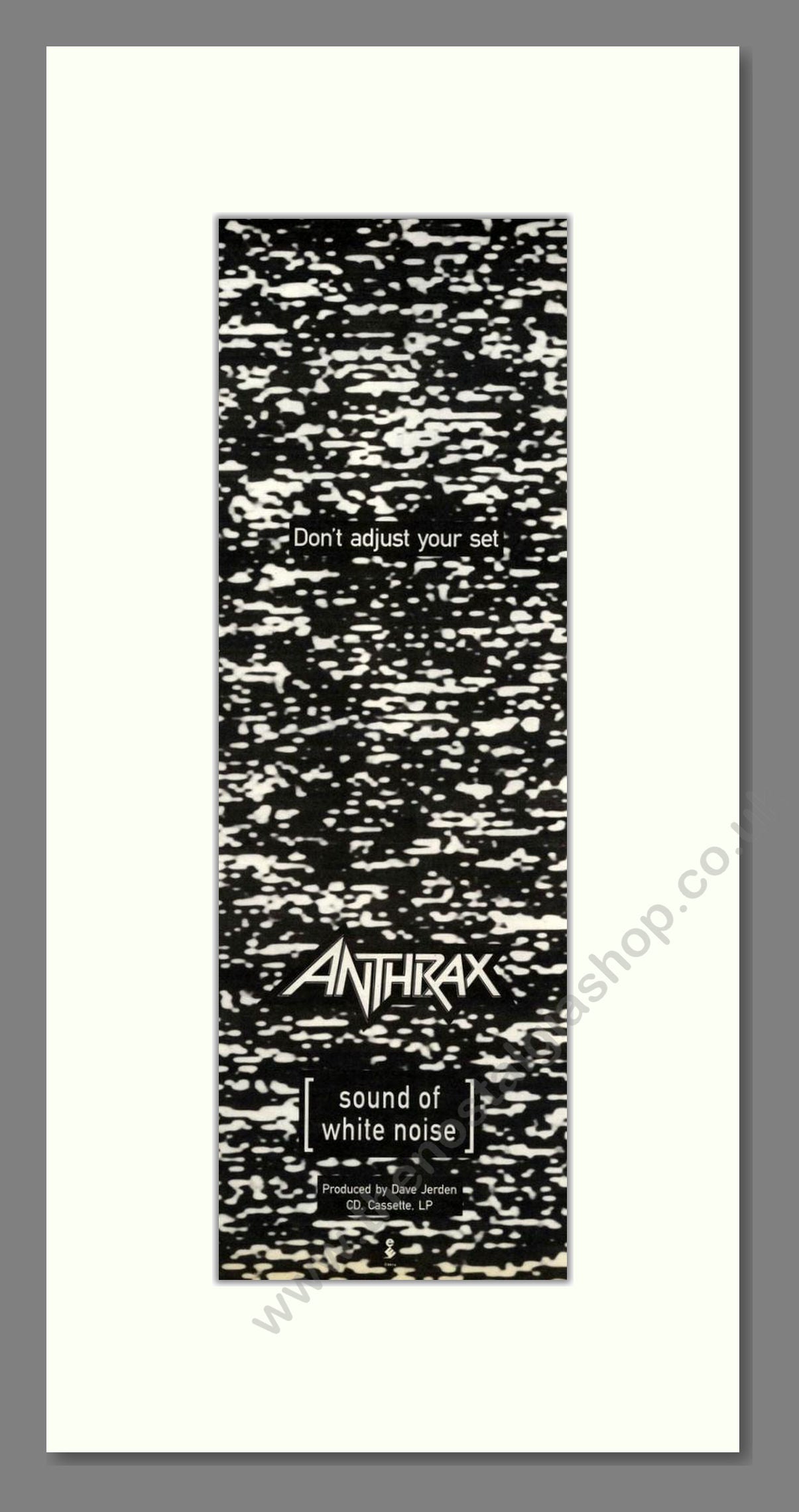 Anthrax - Sound Of White Noise. Vintage Advert 1993 (ref AD201862)