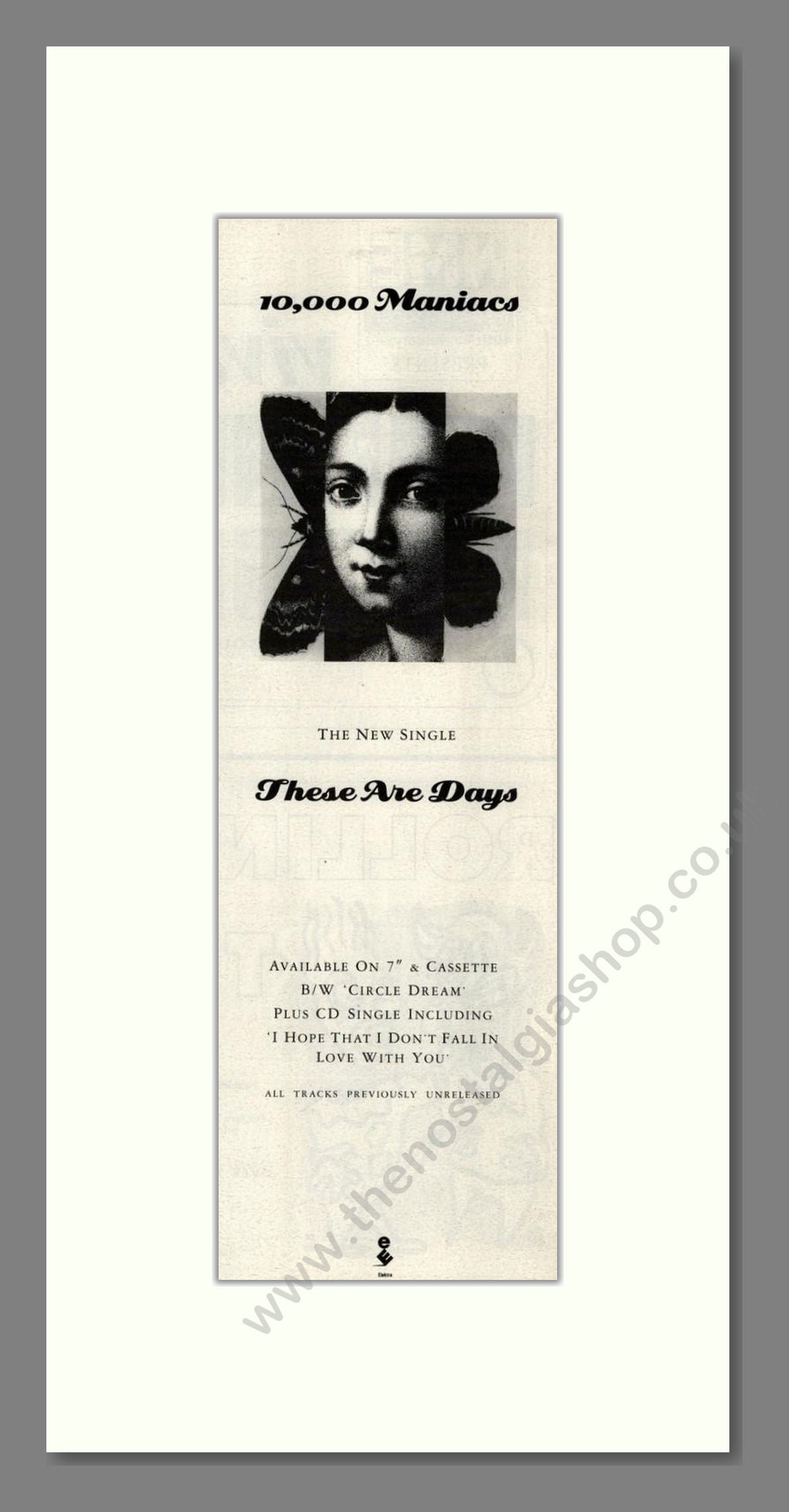 10,000 Maniacs - These Are Days. Vintage Advert 1992 (ref AD201904)