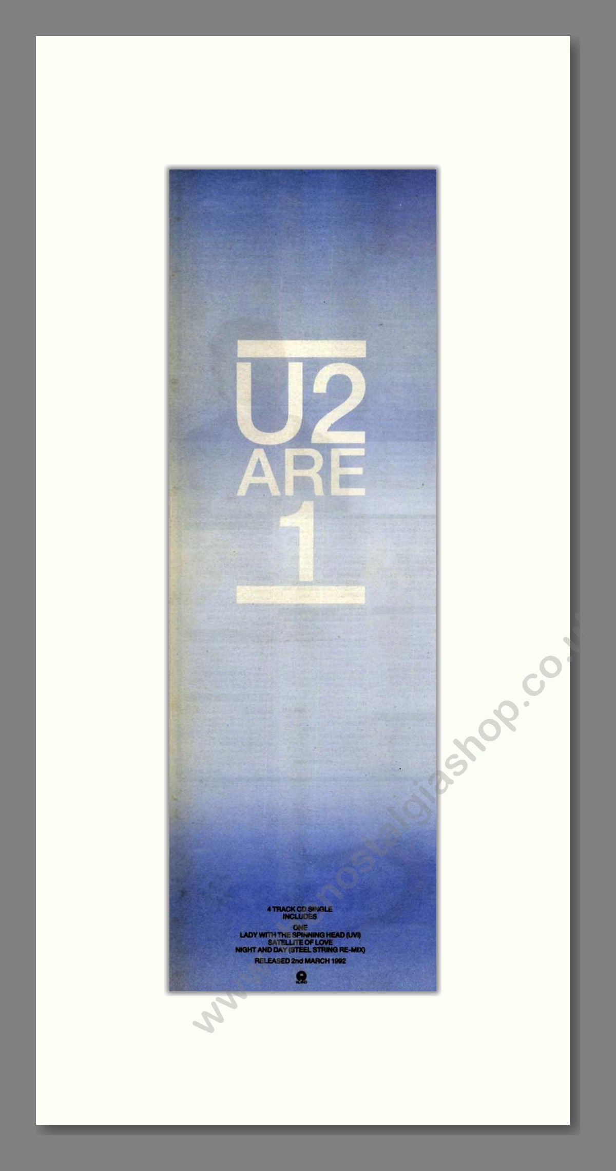 U2 - U2 Are 1. Vintage Advert 1993 (ref AD201915)