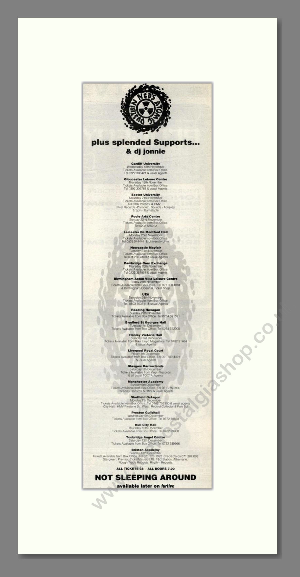 Ned's Atomic Dustbin - UK Tour. Vintage Advert 1992 (ref AD201918)