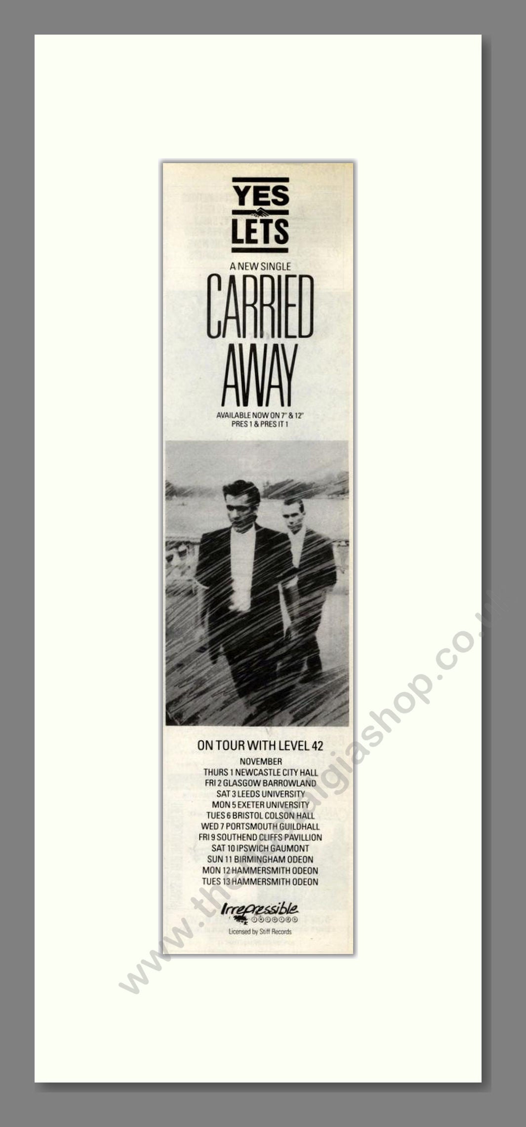 Yes Lets - Carried Away. Vintage Advert 1984 (ref AD201924)