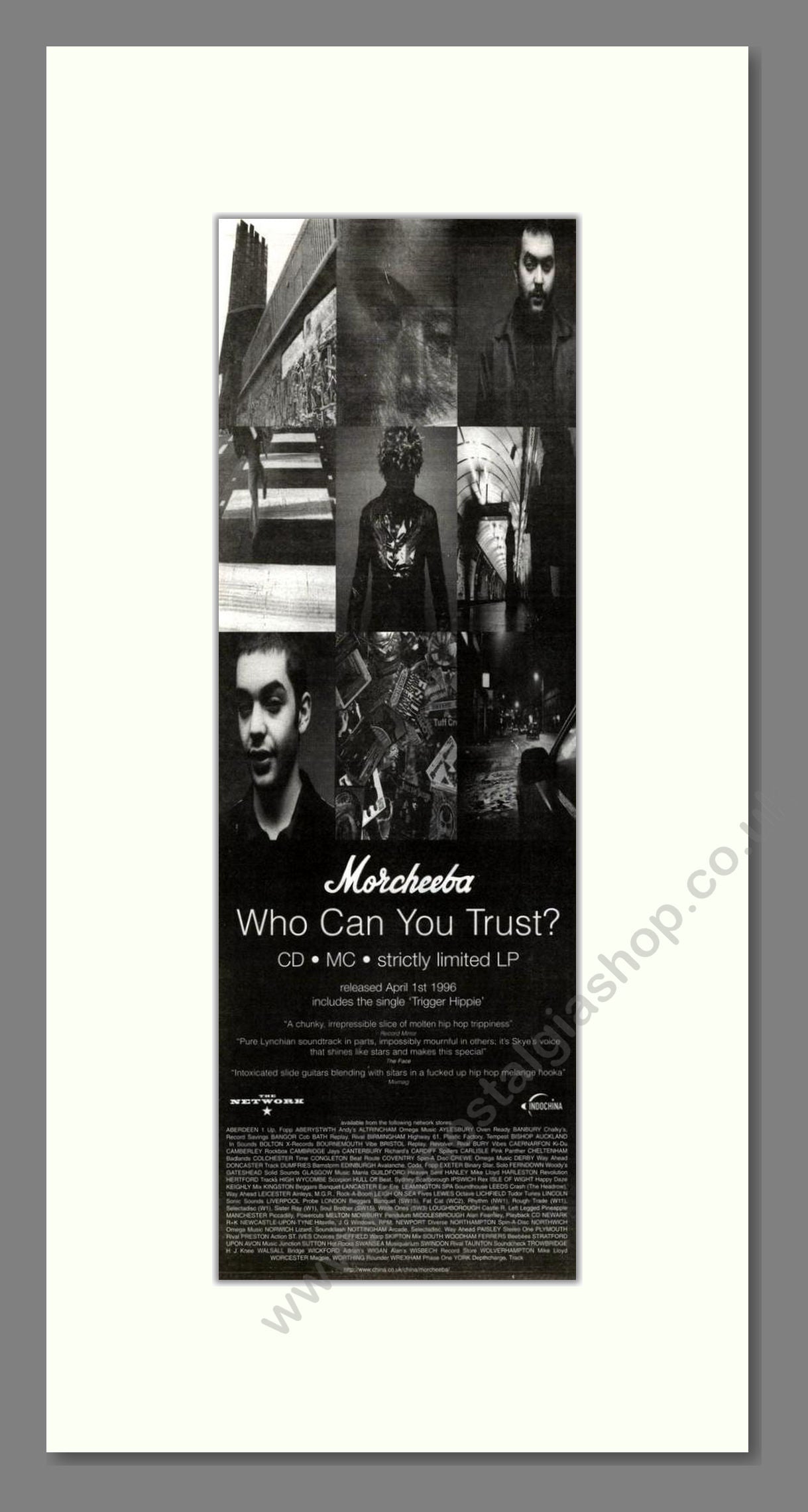 Morcheeba - Who Can You Trust. Vintage Advert 1996 (ref AD201933)