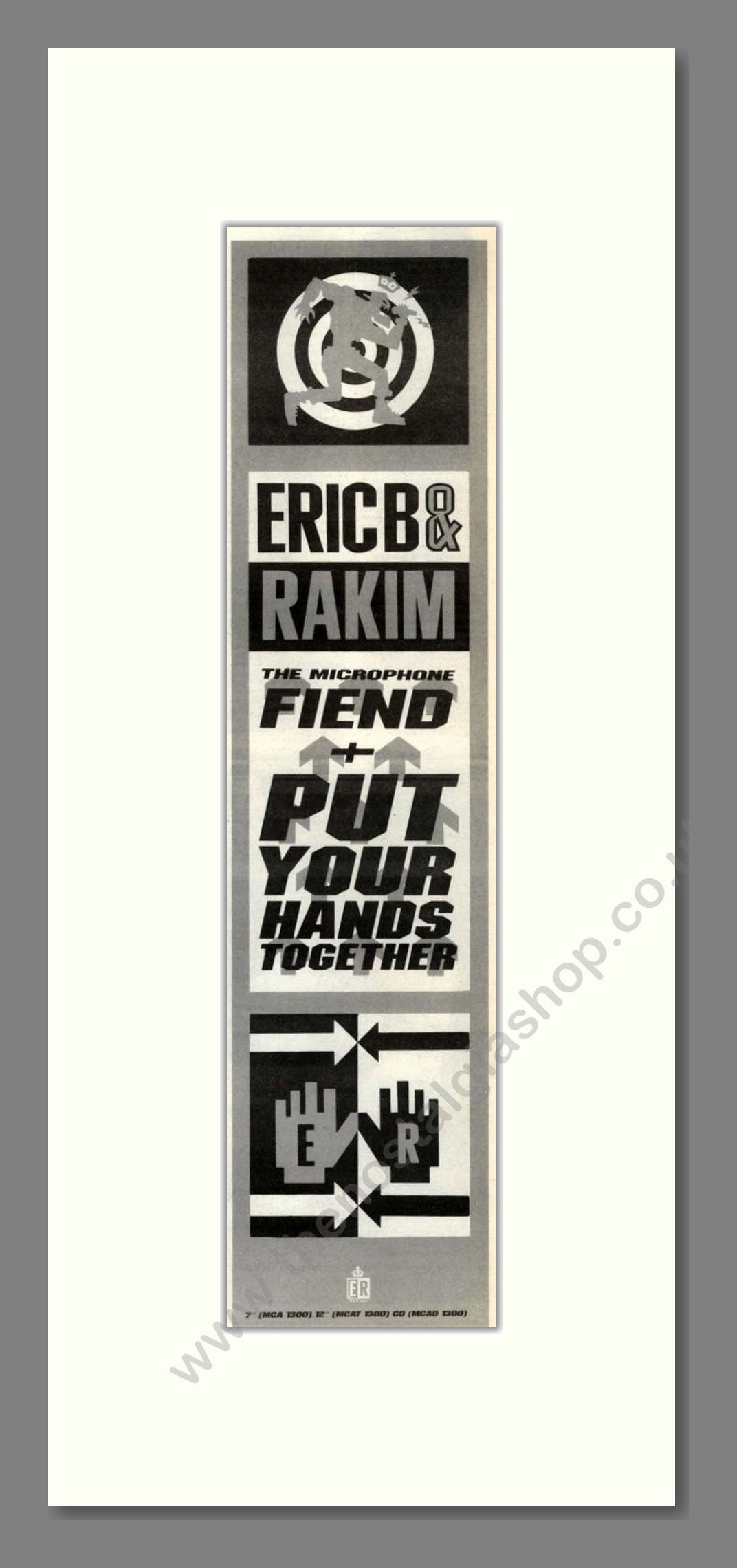 Eric B and Rakim - Put Your Hands Together. Vintage Advert 1988 (ref AD201936)