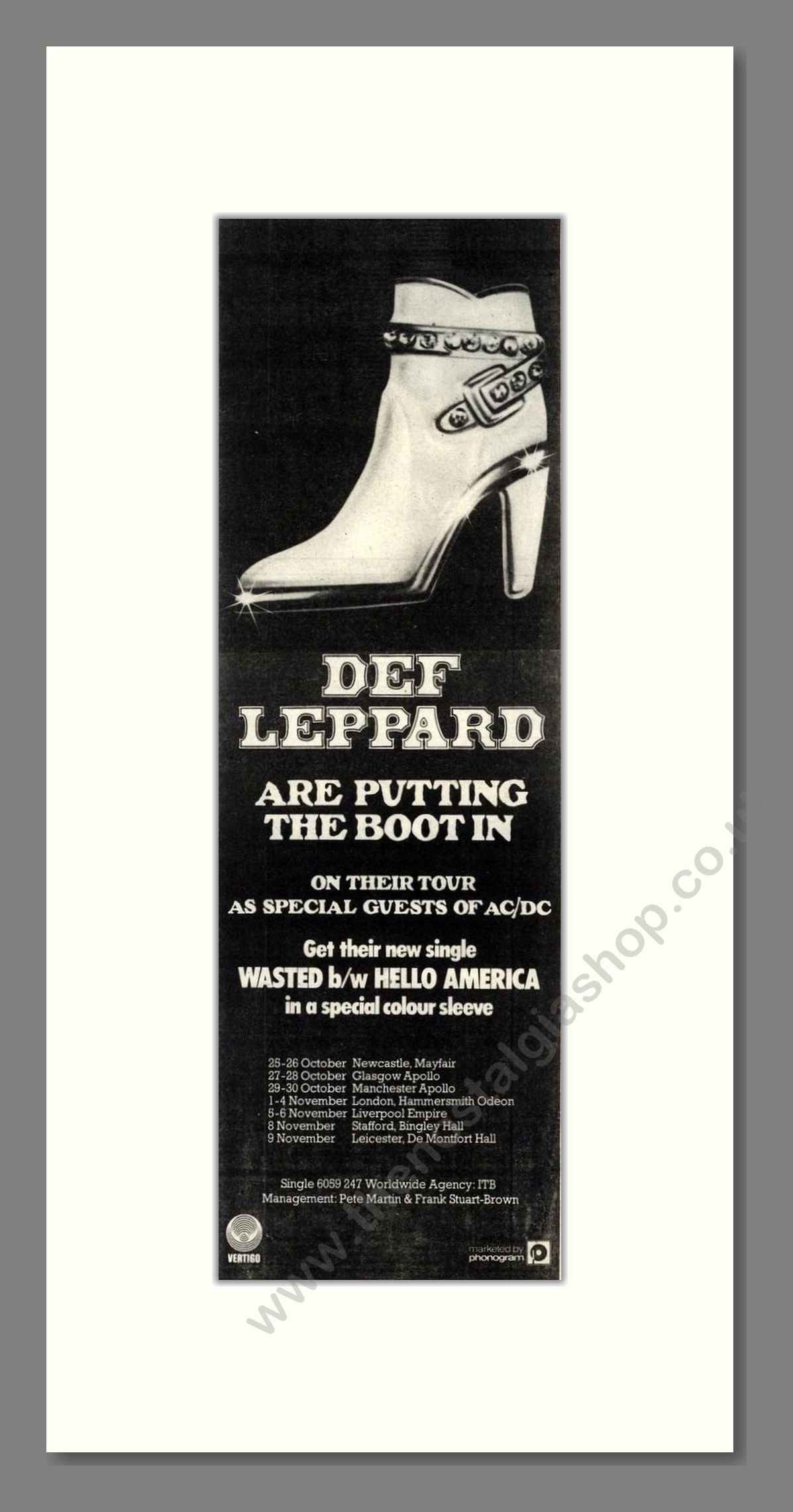 Def Leppard - UK Tour. Vintage Advert 1979 (ref AD201972)