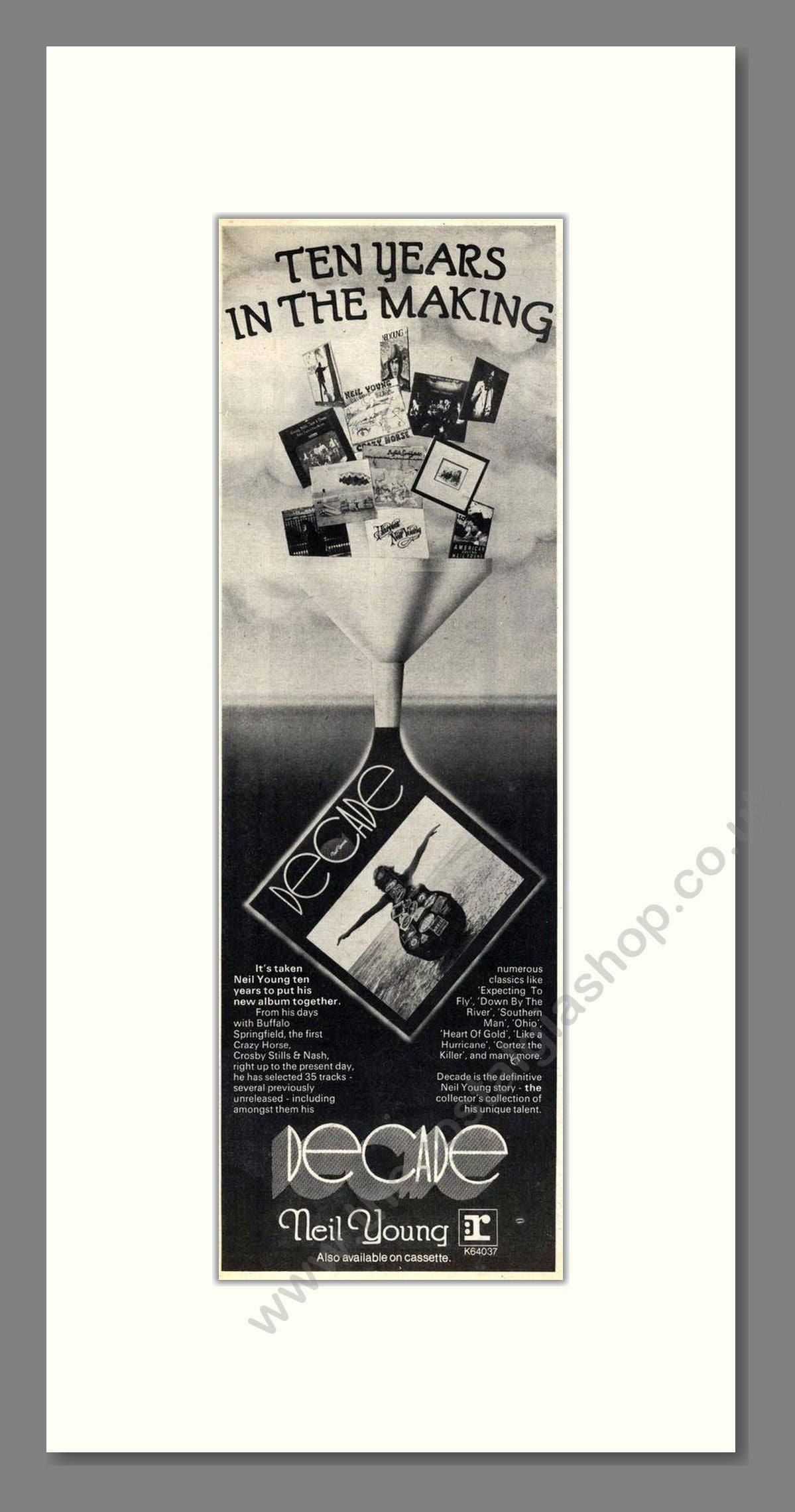 Neil Young - Decade. Vintage Advert 1977 (ref AD201976)