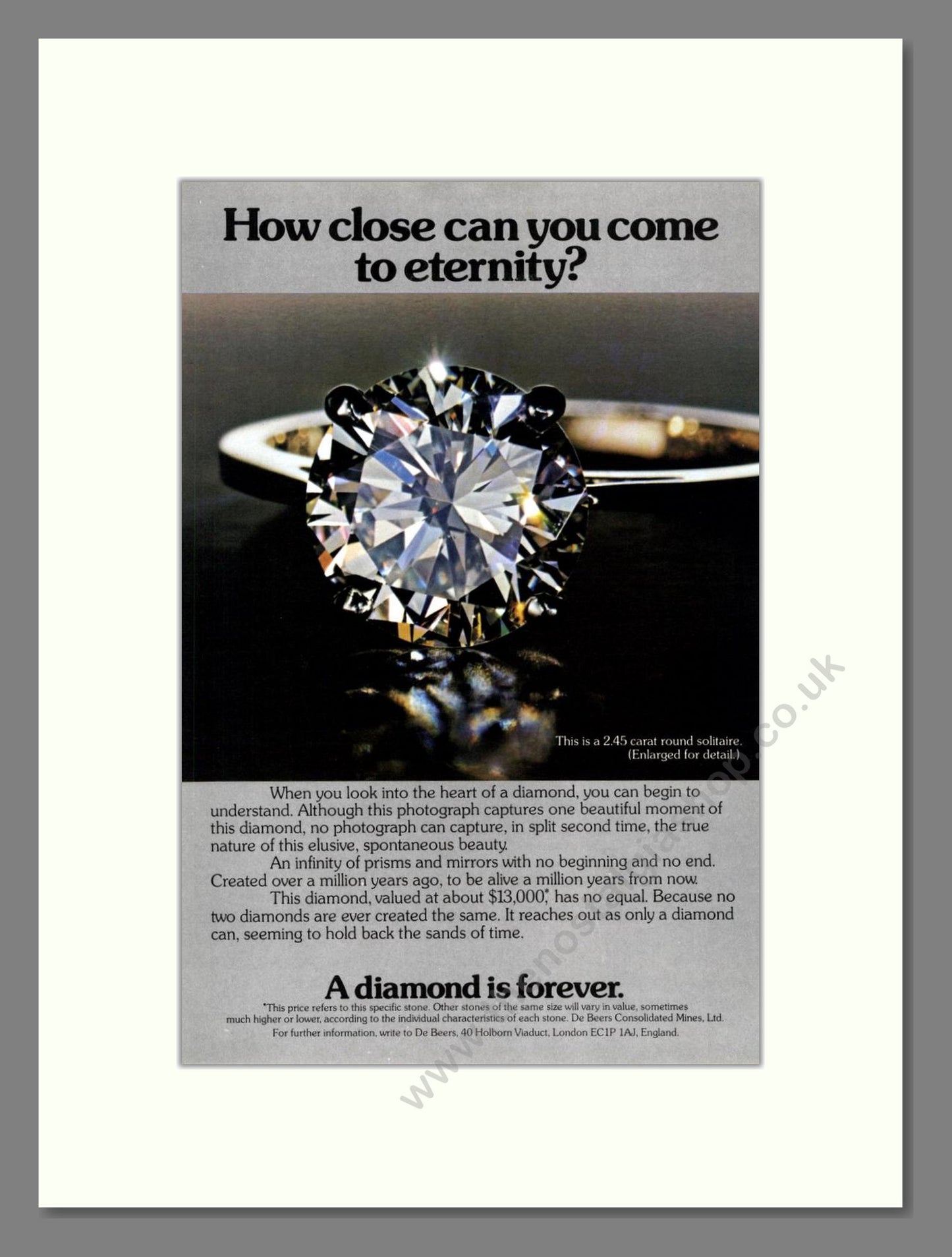 DeBeers - Diamonds. Vintage Advert 1977 (ref AD68019)