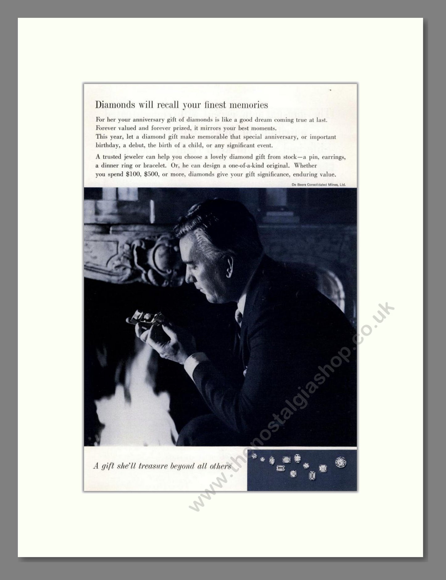 DeBeers - Diamonds. Vintage Advert 1961 (ref AD68037)