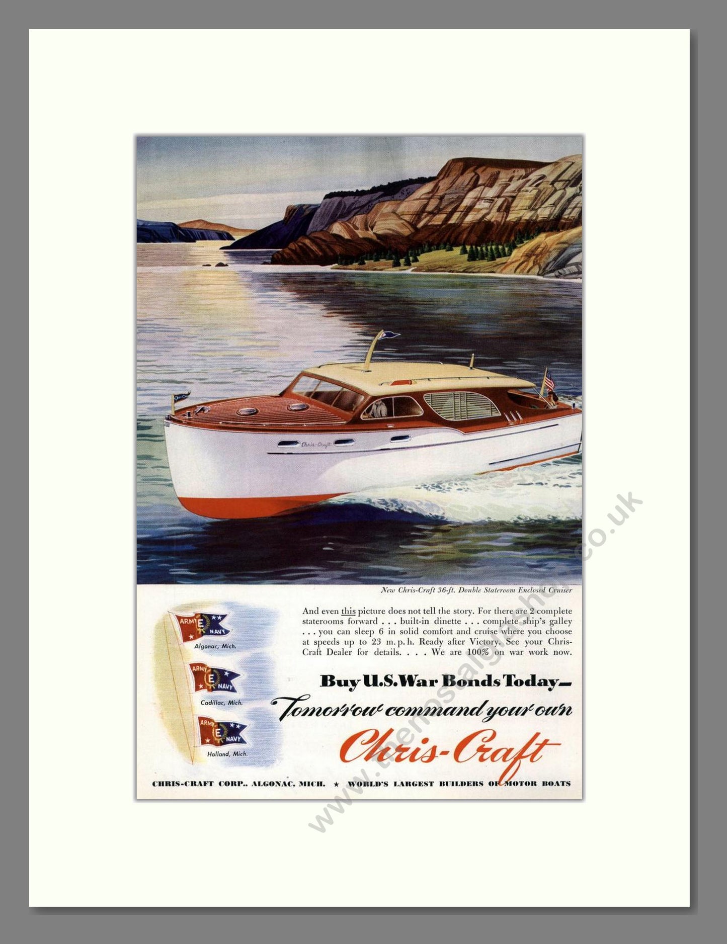 Chris-Craft - US War Bonds. Vintage Advert 1945 (ref AD68045)