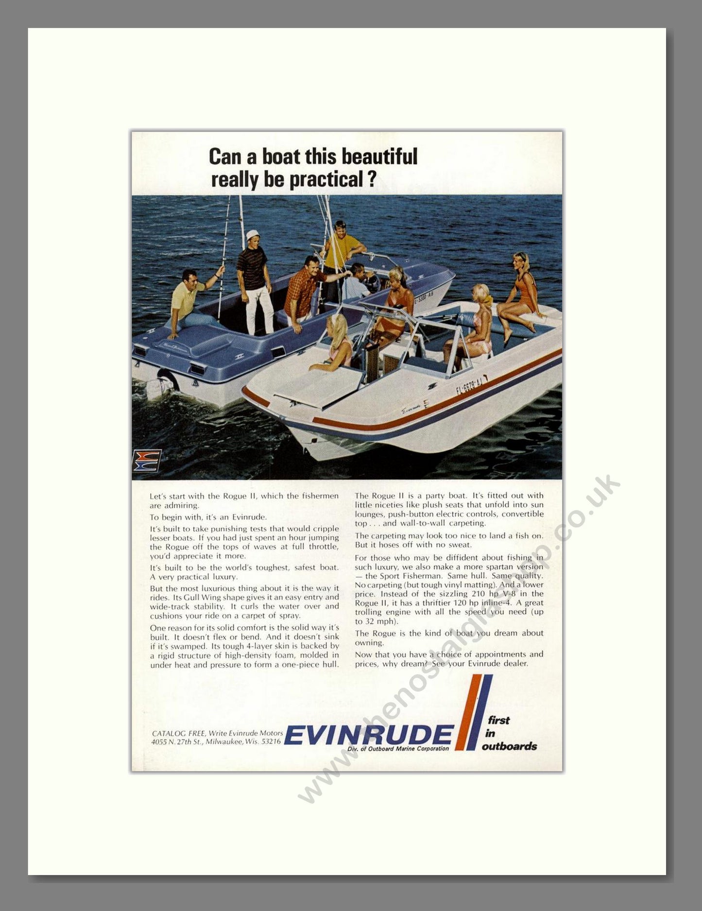 Evinrude - Outboard Motor. Vintage Advert 1969 (ref AD68068)