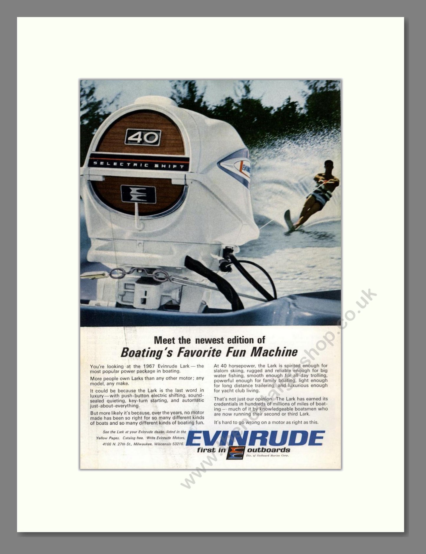 Evinrude - Outboard Motor. Vintage Advert 1967 (ref AD68072)