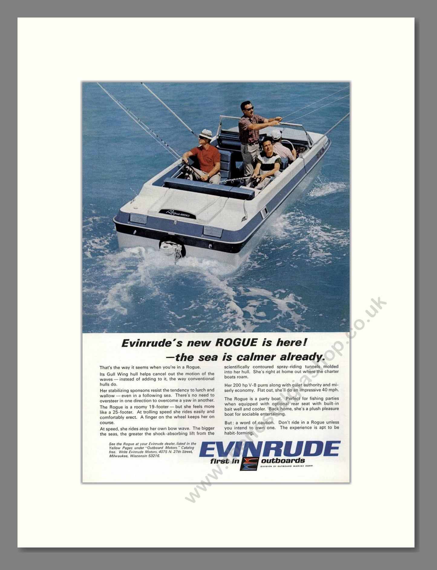 Evinrude - Rogue Fishing Boat. Vintage Advert 1967 (ref AD68077)