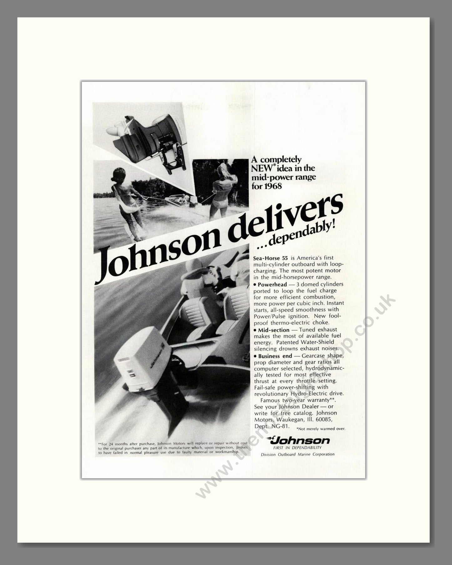 Johnson - Mid Power Outboard Motor. Vintage Advert 1968 (ref AD68090)