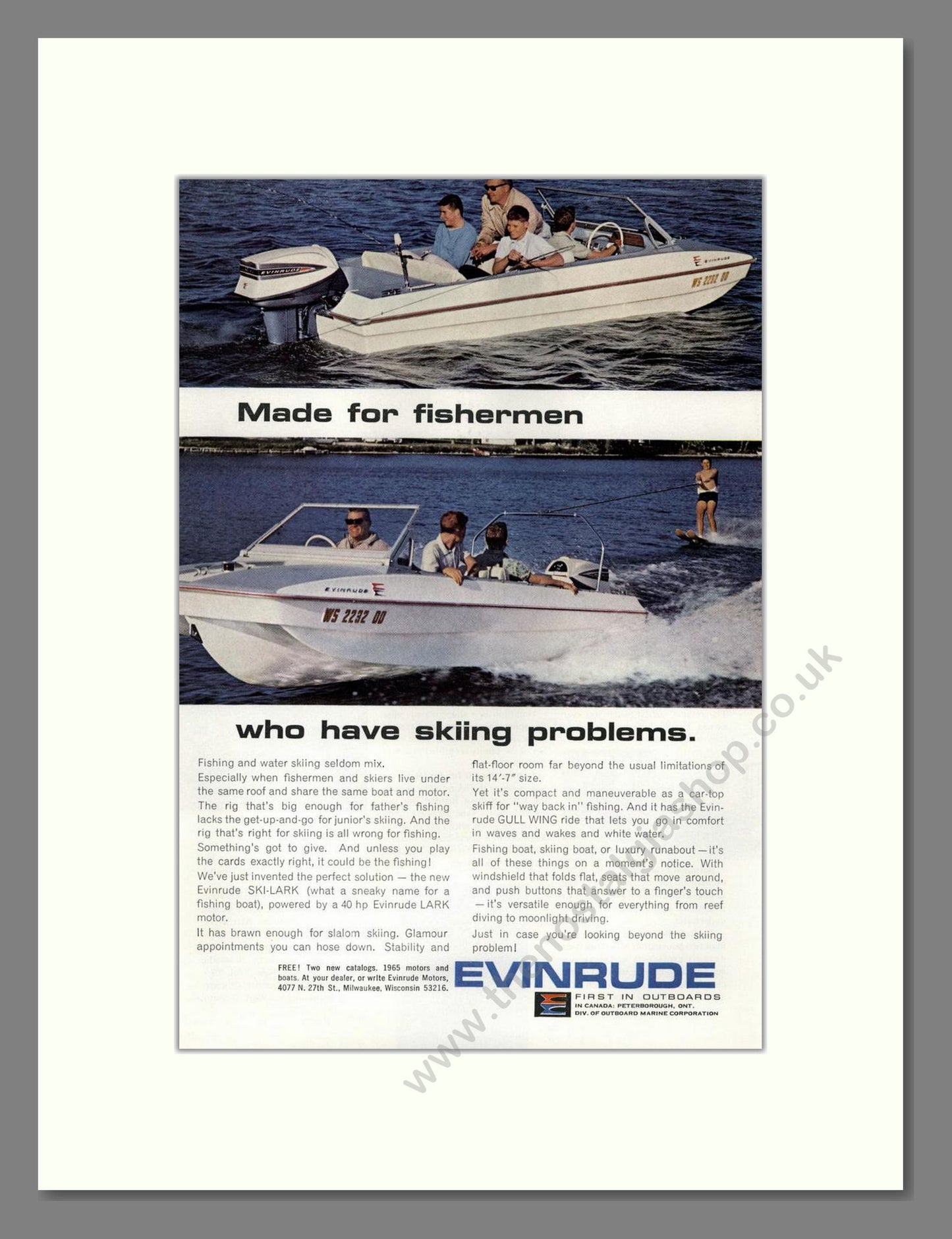 Evinrude - Lark Outboard Motor. Vintage Advert 1965 (ref AD68095)