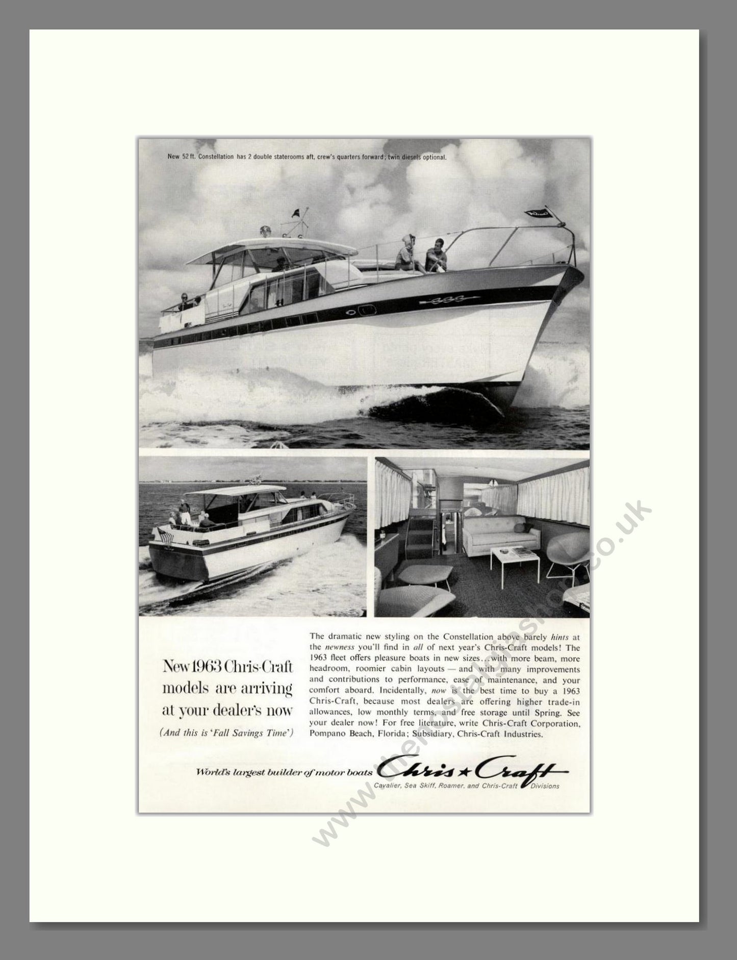 Chris-Craft - Cruisers. Vintage Advert 1962 (ref AD68107)