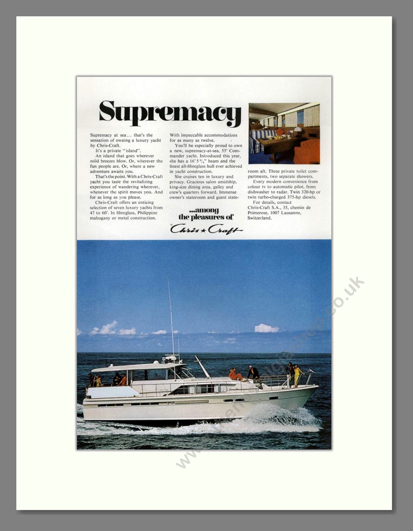 Chris-Craft - Supremacy. Vintage Advert 1970 (ref AD68112)