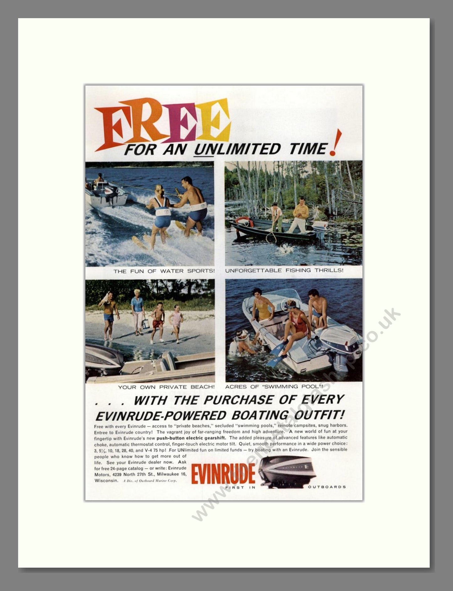Evinrude - Outboard Motors. Vintage Advert 1962 (ref AD68118)