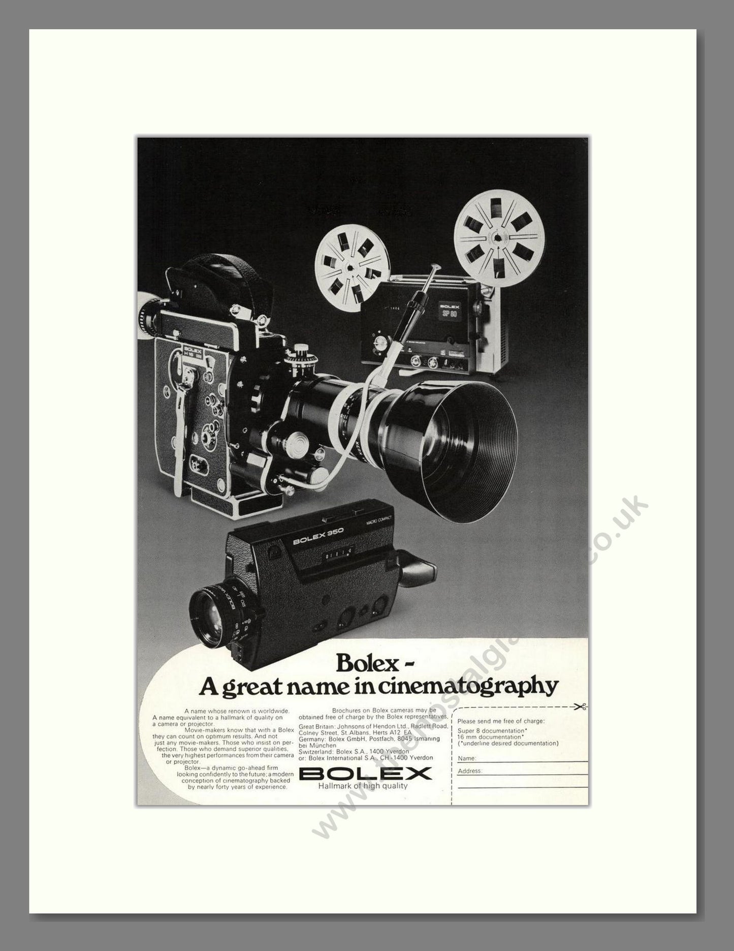 Bolex - Cinema Cameras. Vintage Advert 1974 (ref AD68137)