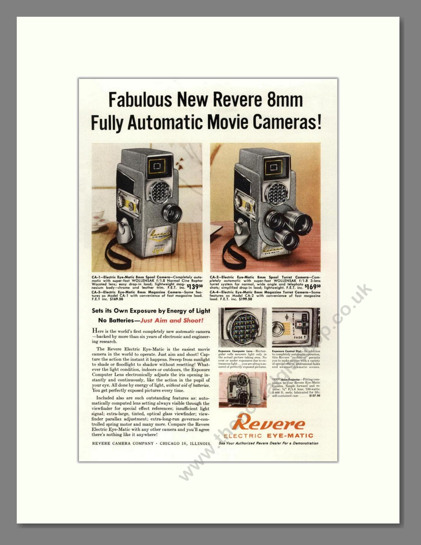 Revere - Eye-Matic. Vintage Advert 1958 (ref AD68145)