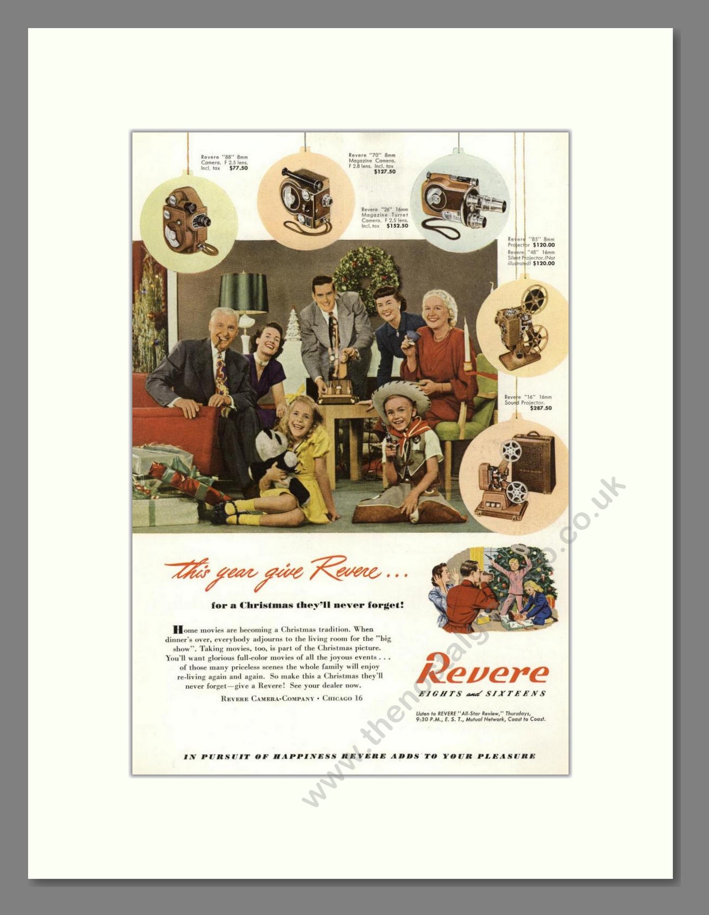 Revere - Cine Equipment. Vintage Advert 1948 (ref AD68148)