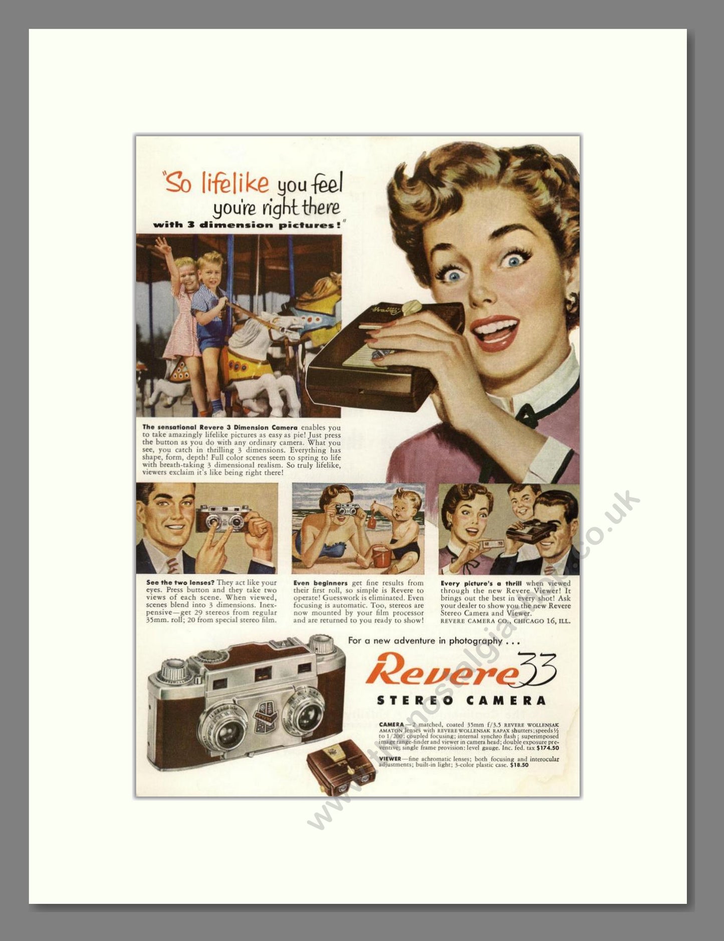 Revere - 33 Stereo Camera. Vintage Advert 1953 (ref AD68149)