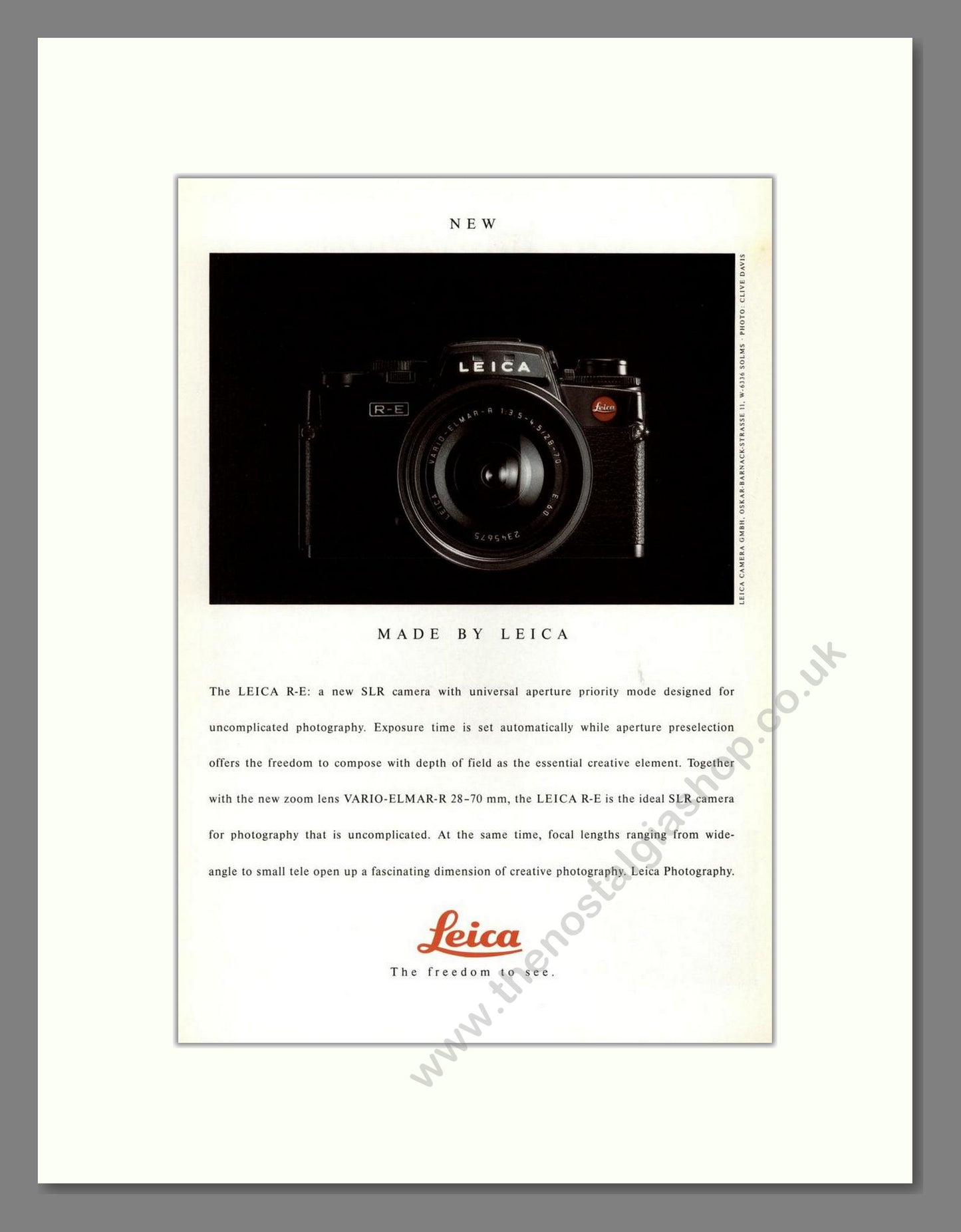 Leica - R-E. Vintage Advert 1992 (ref AD68180)