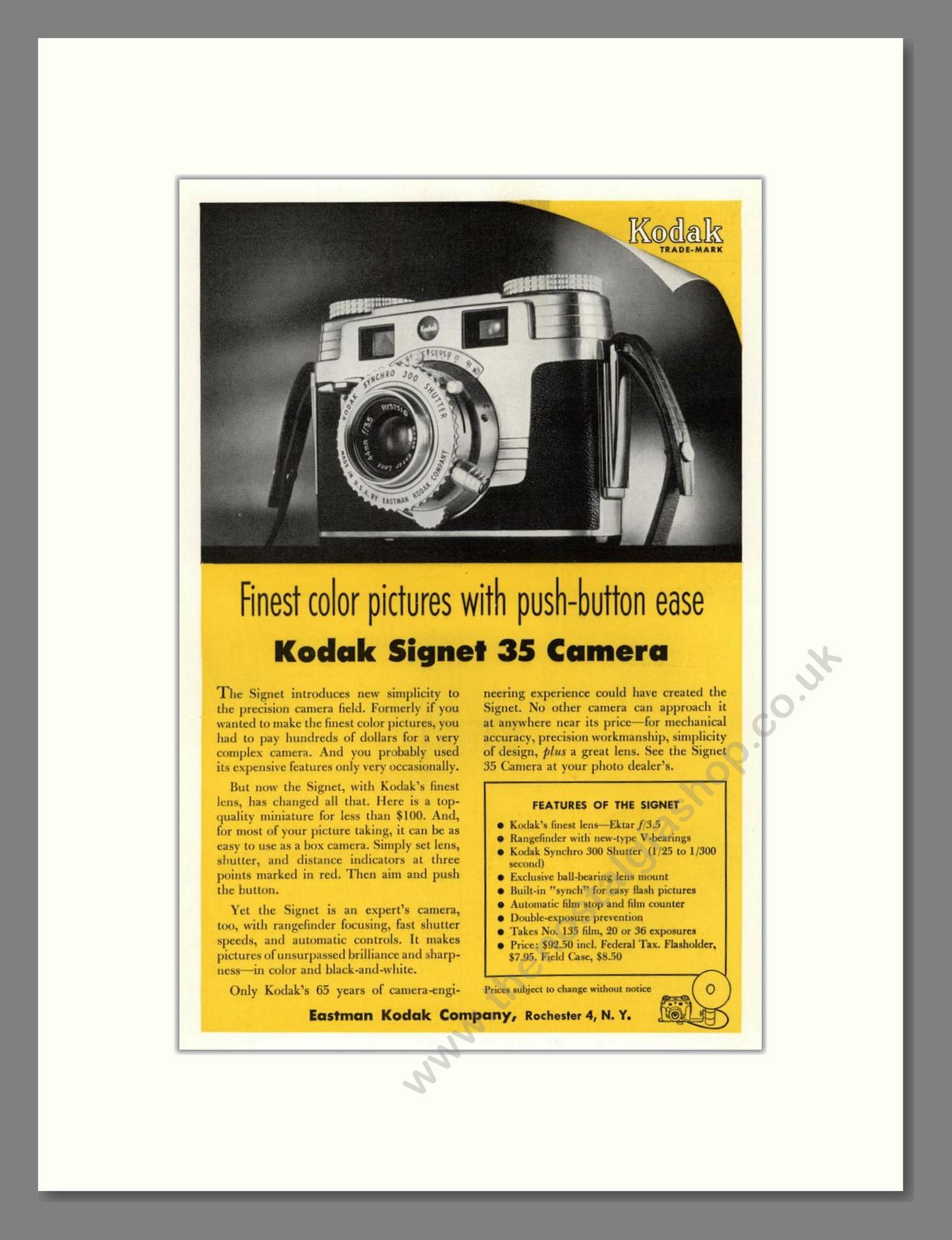 Kodak - Signet 35. Vintage Advert 1954 (ref AD68289)