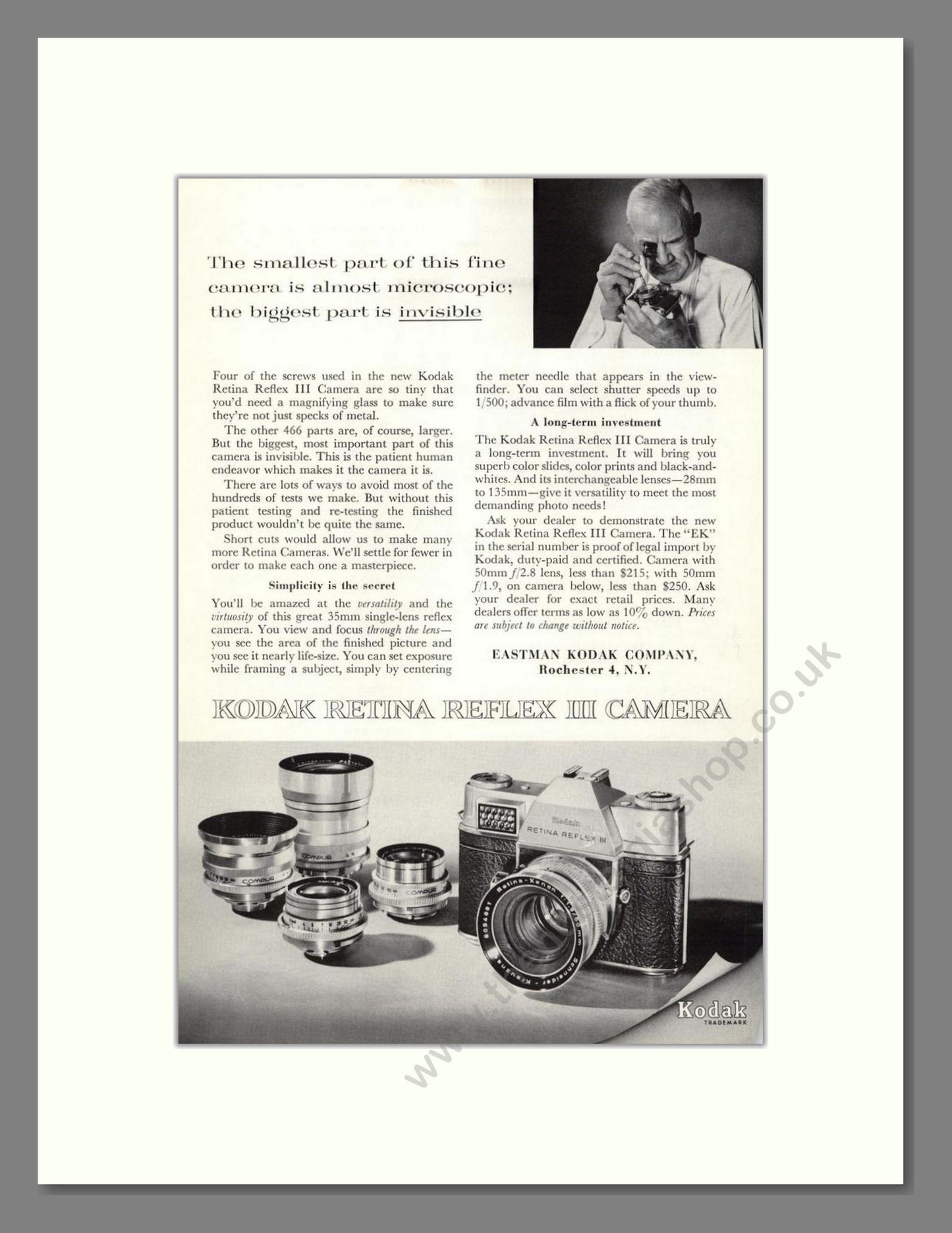 Kodak - Retina Reflex. Vintage Advert 1961 (ref AD68333)
