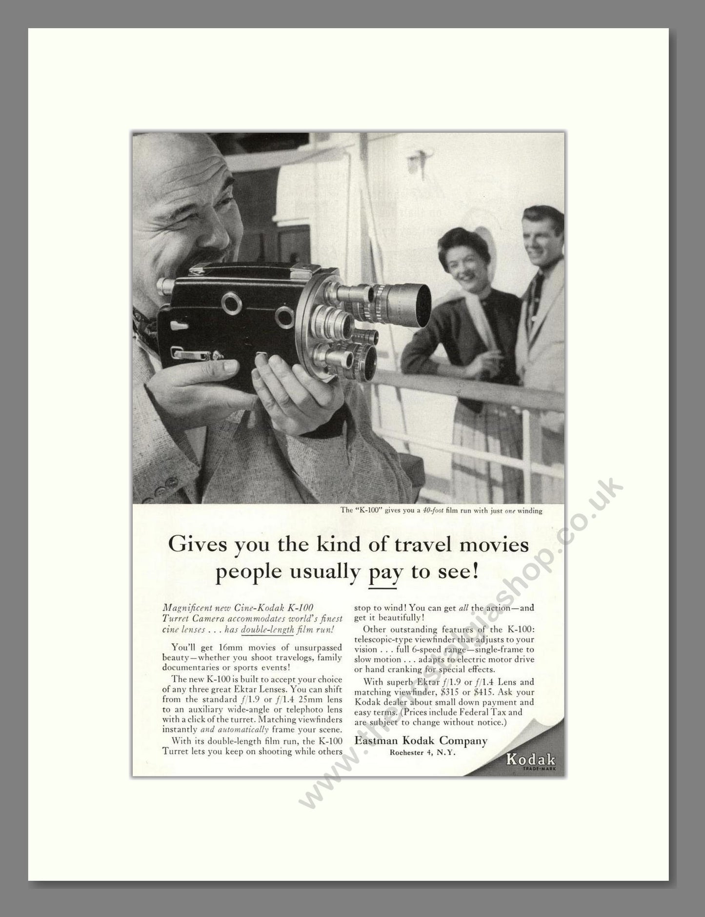 Kodak - K-100 Turret Camera. Vintage Advert 1956 (ref AD68365)