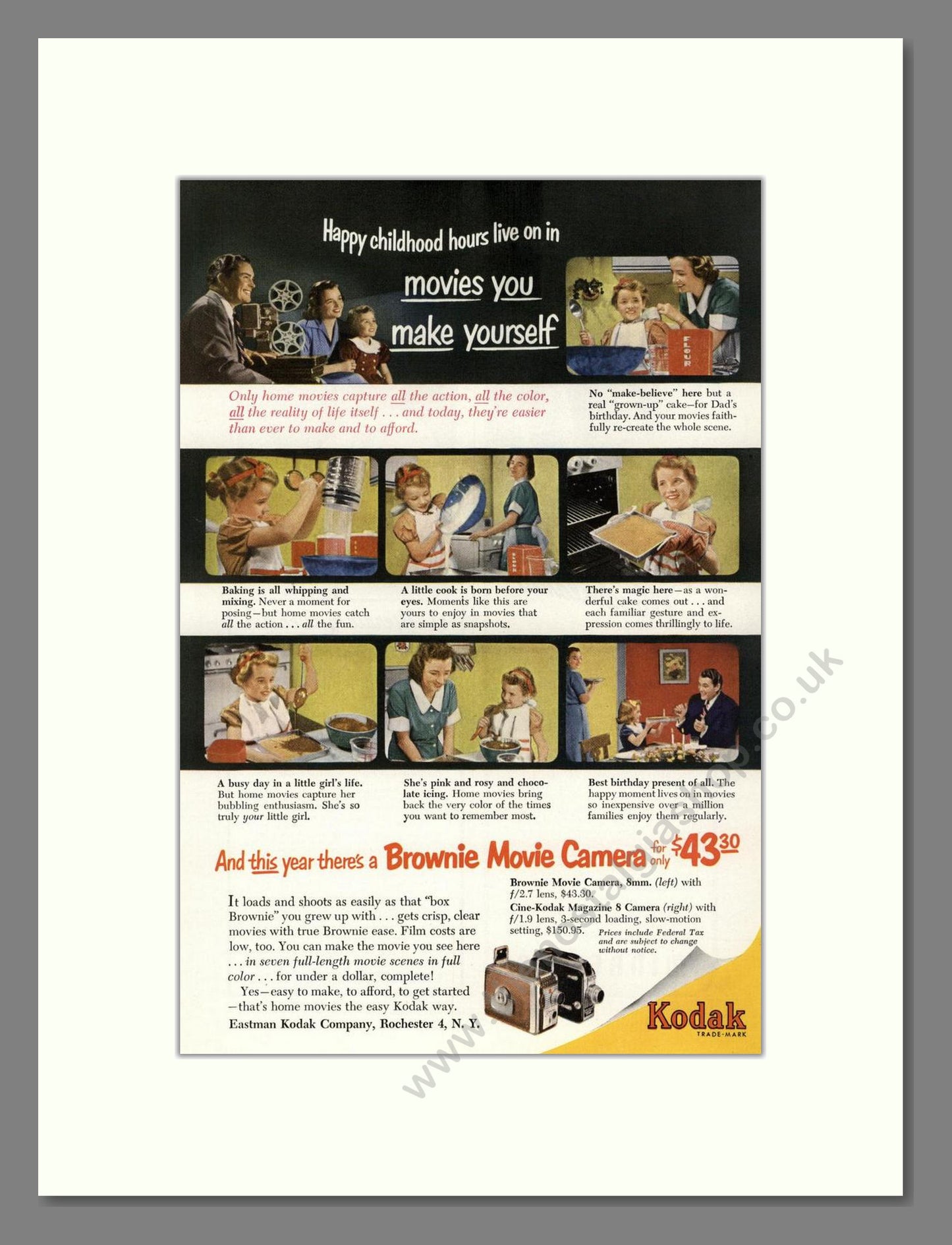 Kodak - Brownie Movie Camera. Vintage Advert 1952 (ref AD68383)