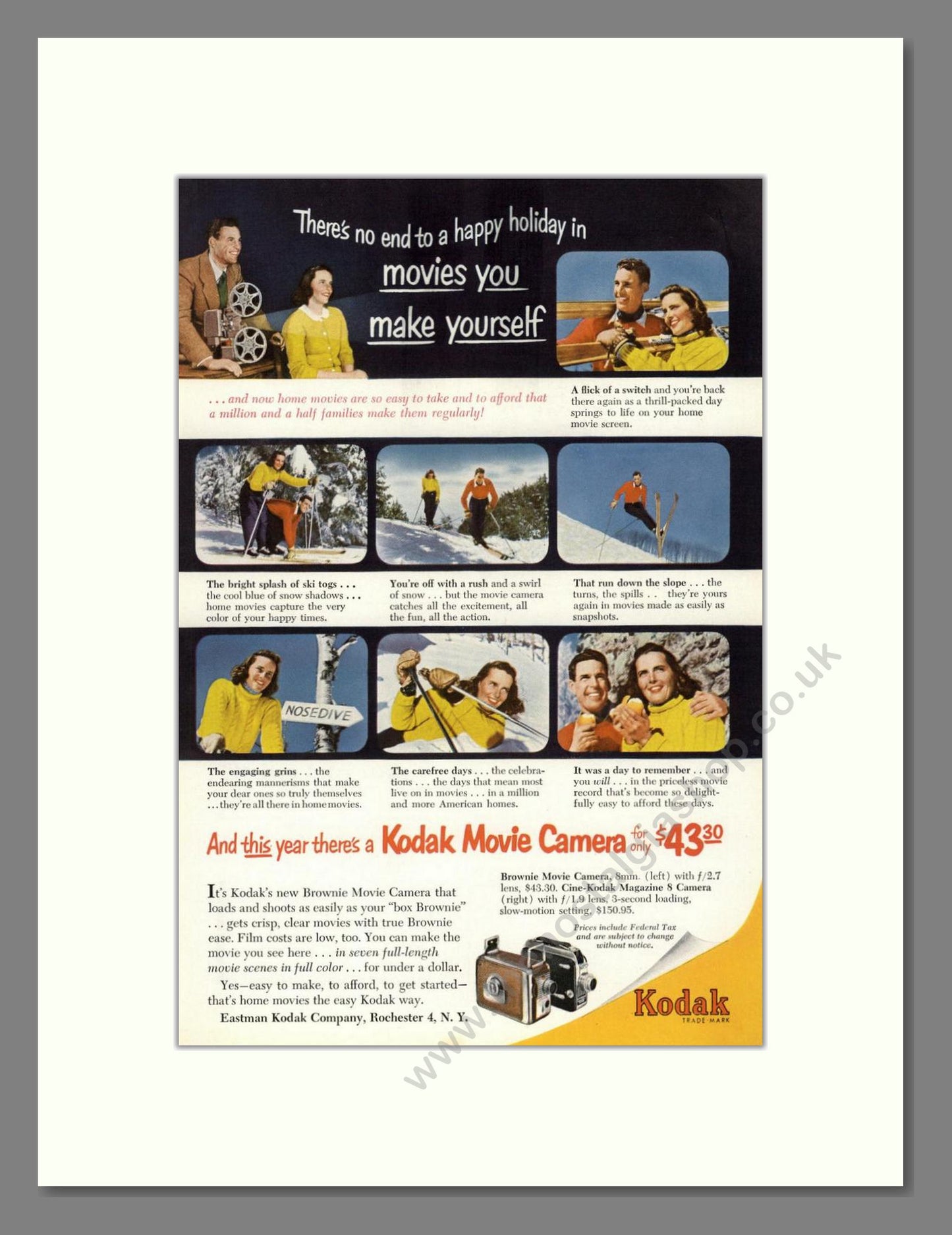 Kodak - Brownie Movie Camera. Vintage Advert 1952 (ref AD68386)