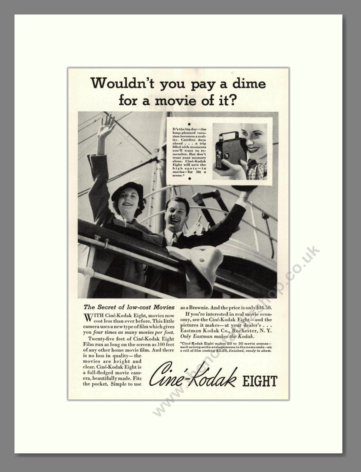 Kodak - Cine-Kodak Eight. Vintage Advert 1935 (ref AD68743)
