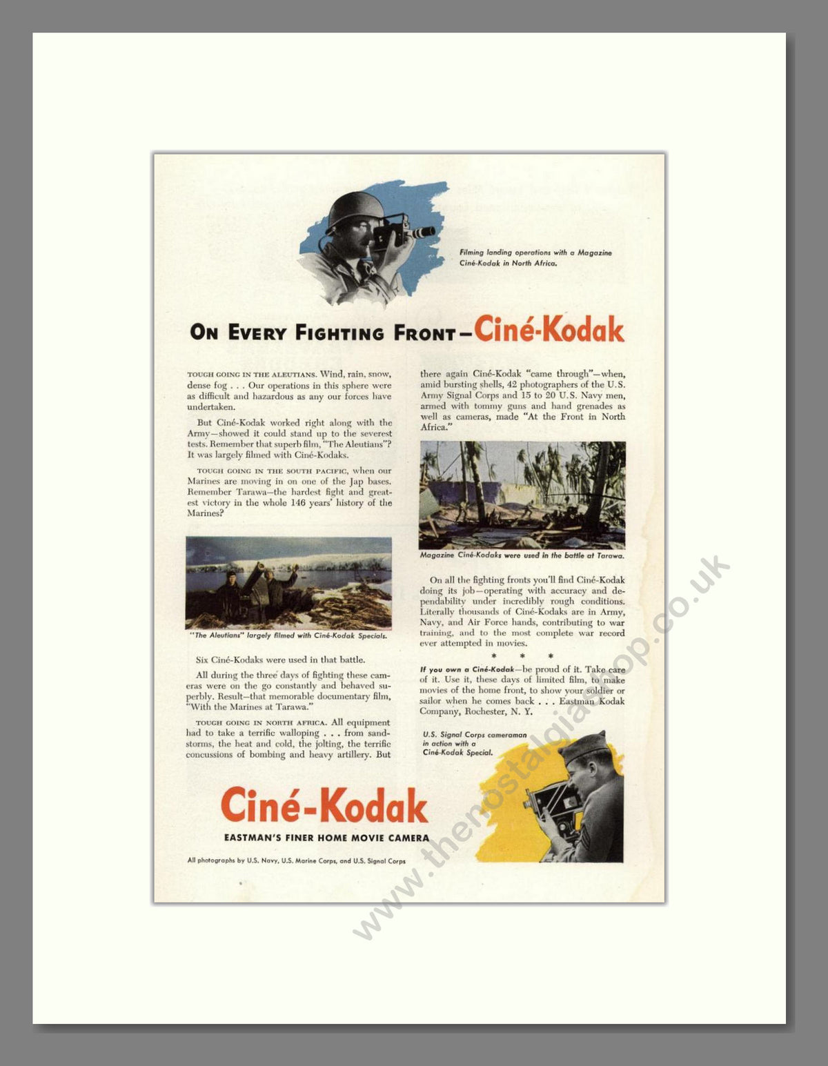 Kodak - Cine-Kodak Camera. Vintage Advert 1944 (ref AD68757)