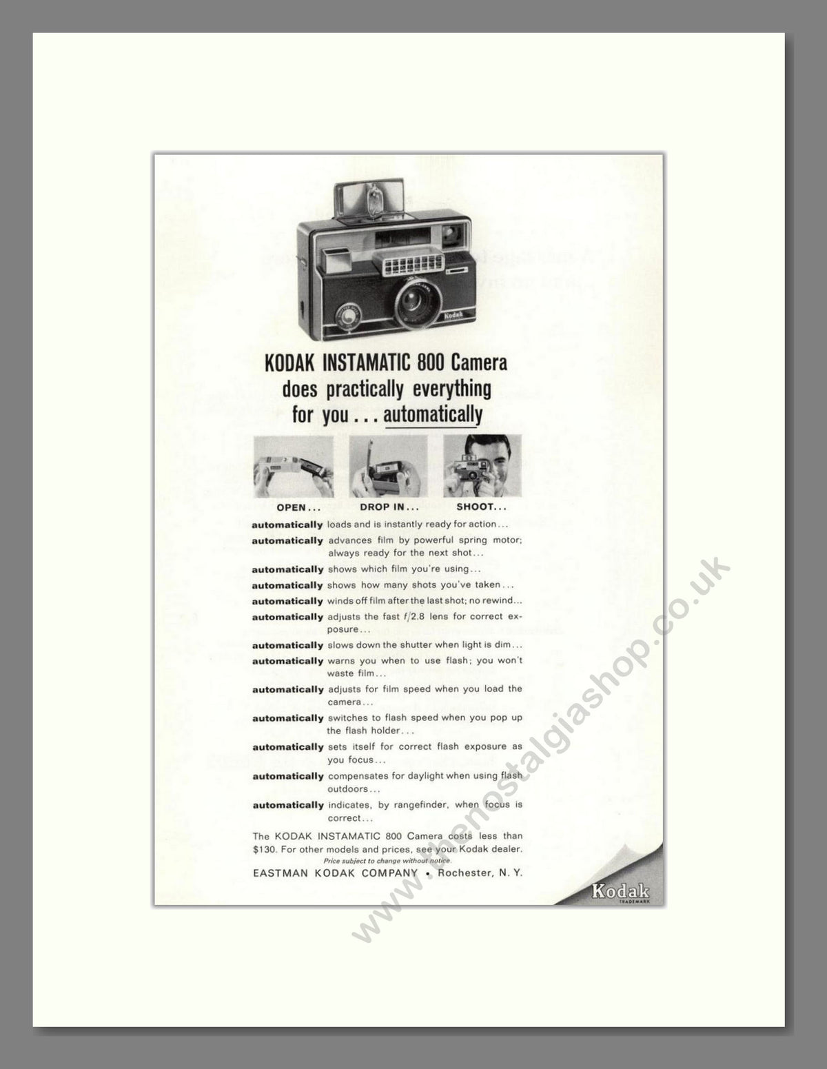 Kodak - Instamatic 800. Vintage Advert 1964 (ref AD68767)