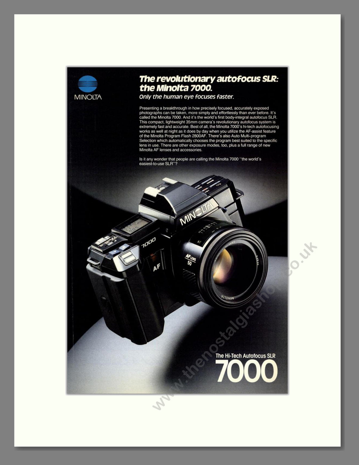 Minolta - 7000 SLR. Vintage Advert 1985 (ref AD68778)