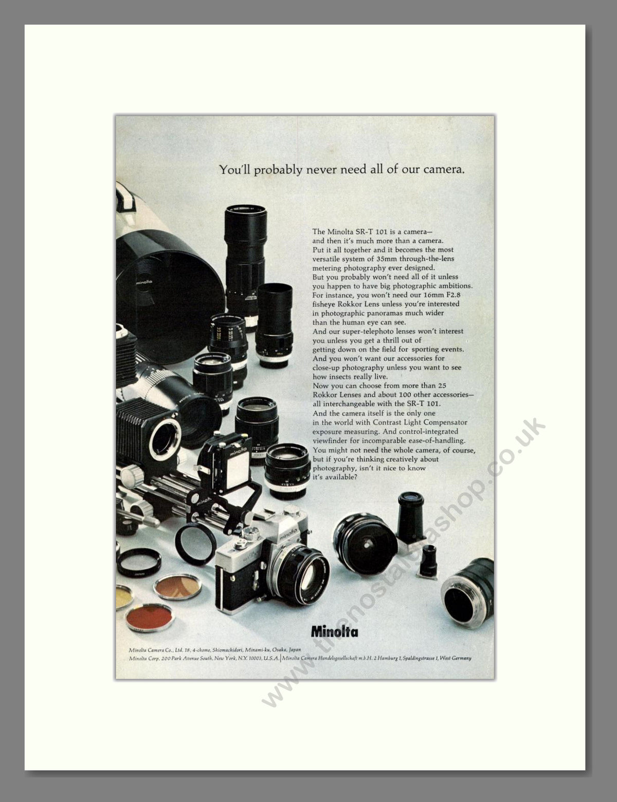Minolta - SRT 101. Vintage Advert 1971 (ref AD68786)