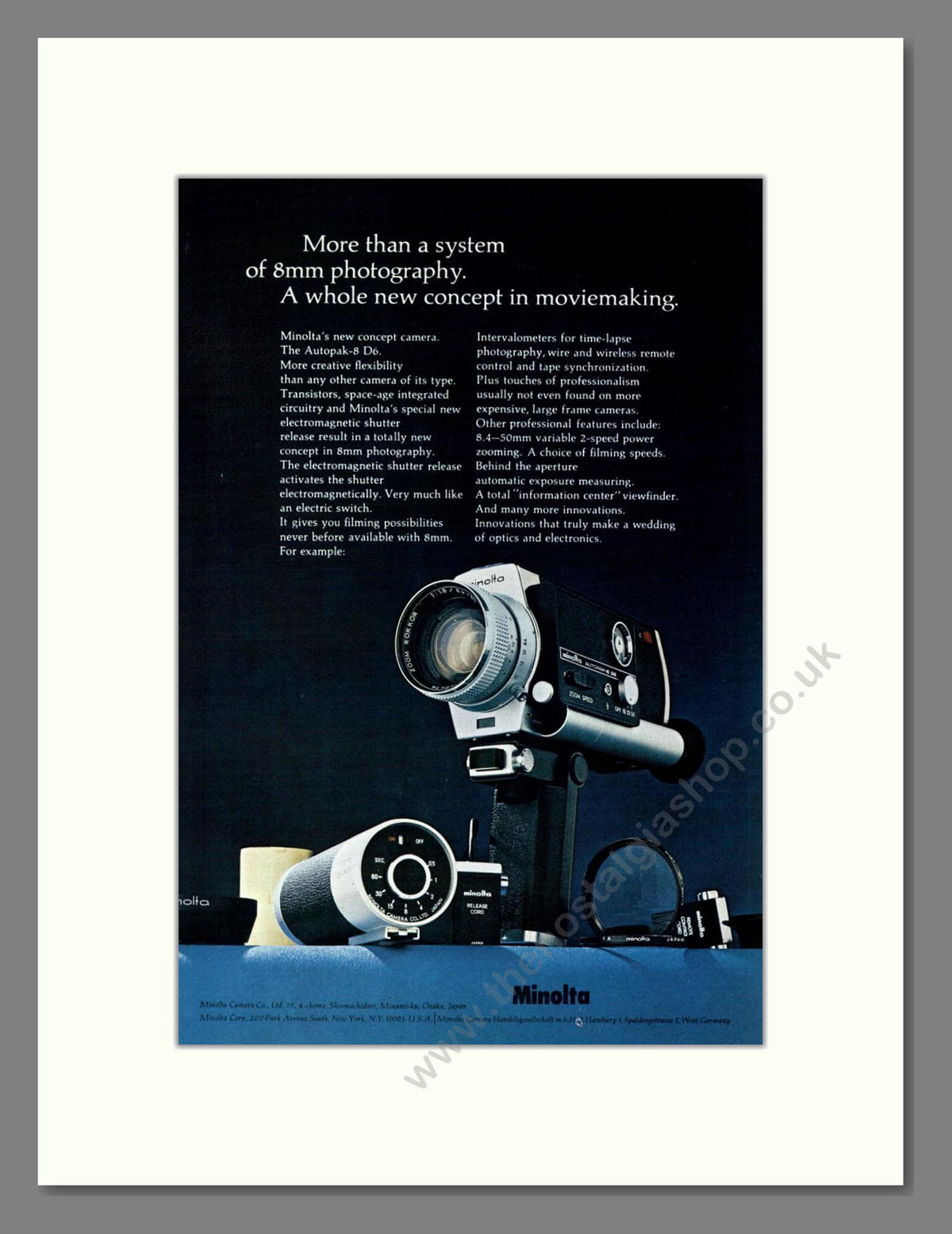 Minolta - 8mm Movie Cameras. Vintage Advert 1970 (ref AD68792)