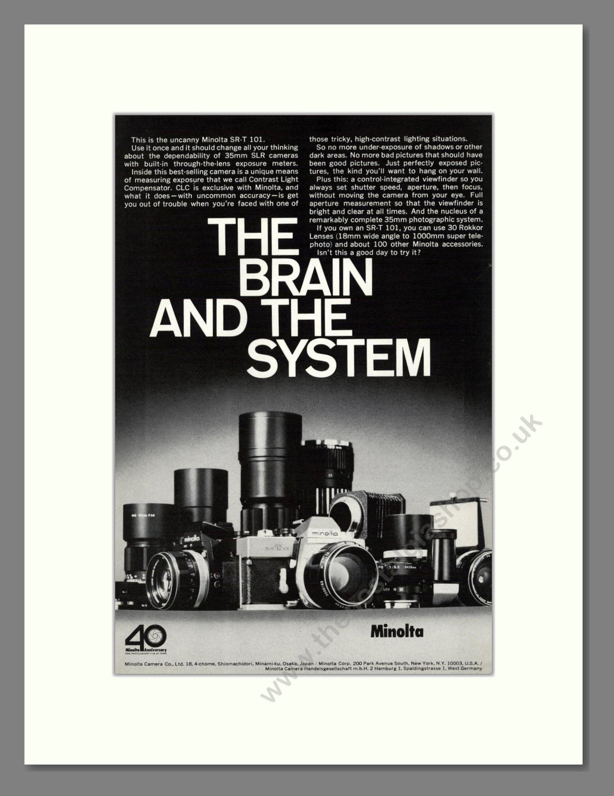 Minolta - SR T101. Vintage Advert 1969 (ref AD68796)