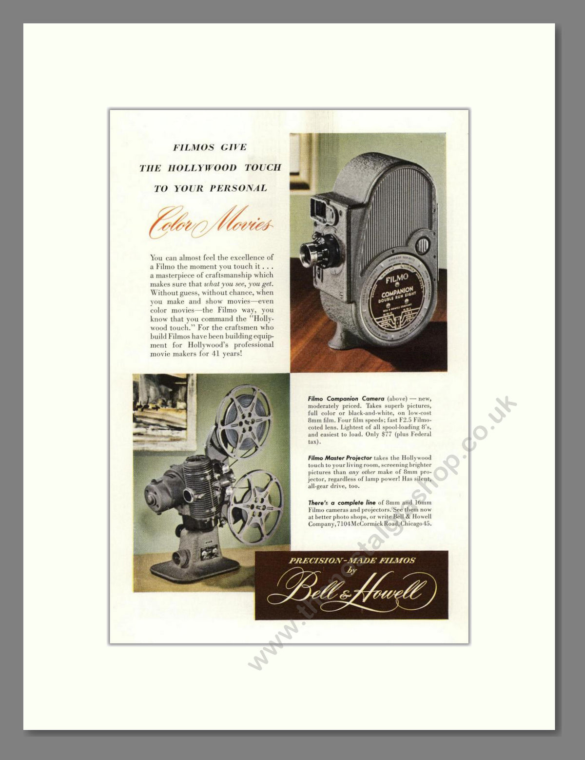 Bell & Howell - Filmo Companion. Vintage Advert 1948 (ref AD68828)