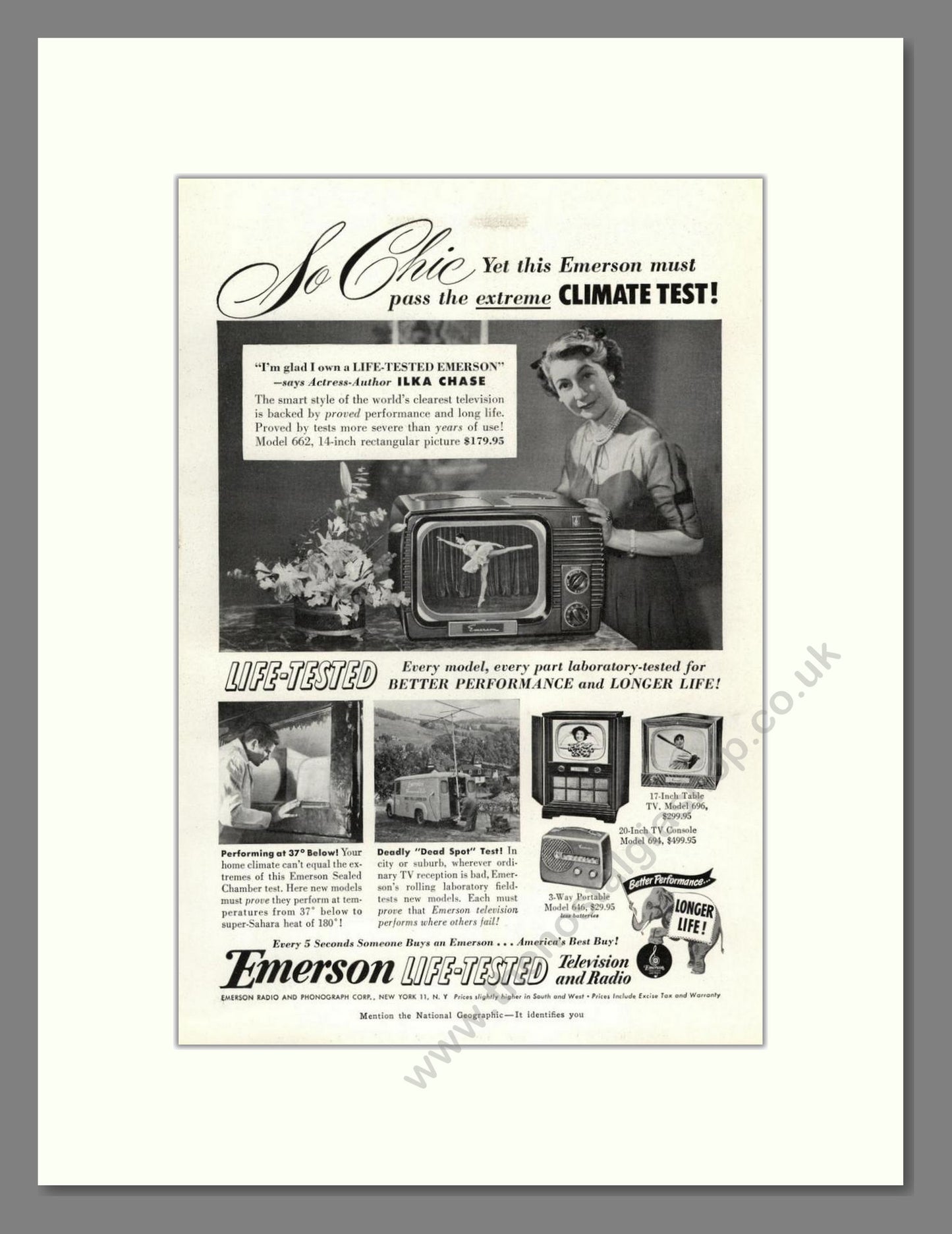 Emerson - Life-Tested TVs. Vintage Advert 1951 (ref AD68434)