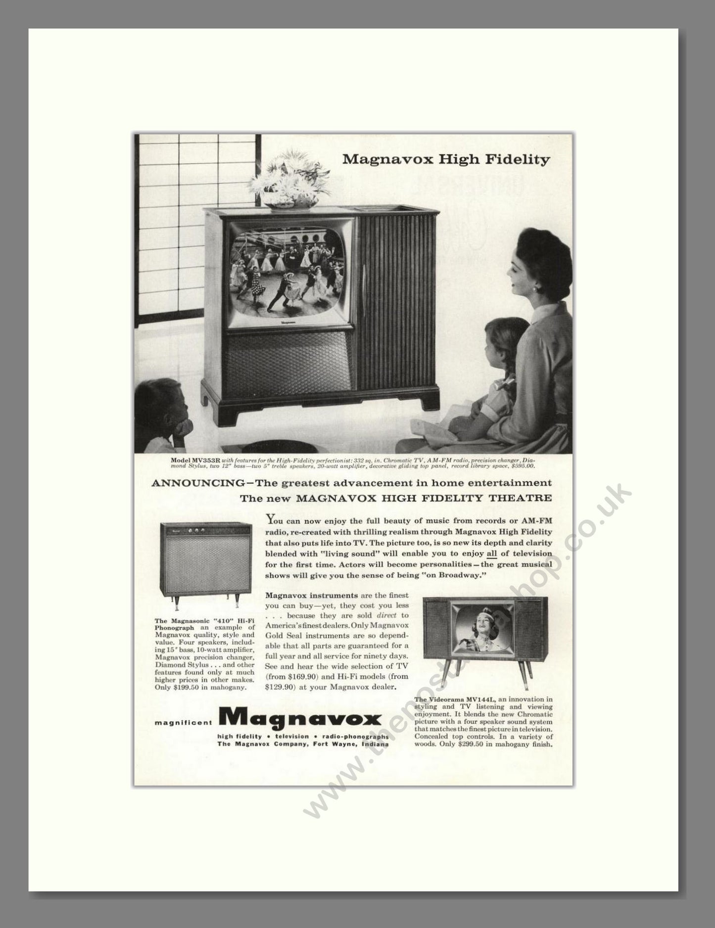 Magnavox - Mv353R TV. Vintage Advert 1957 (ref AD68451)
