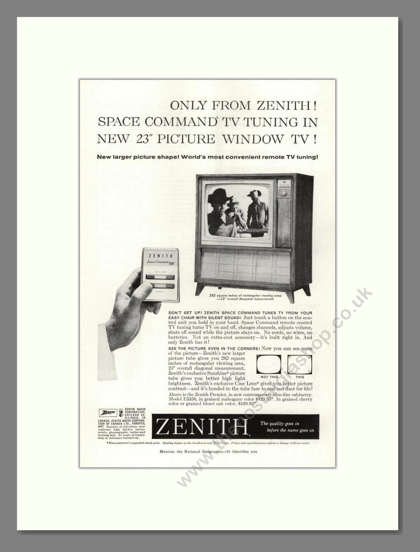Zenith - Space Command TV Tuner. Vintage Advert 1960 (ref AD68484)
