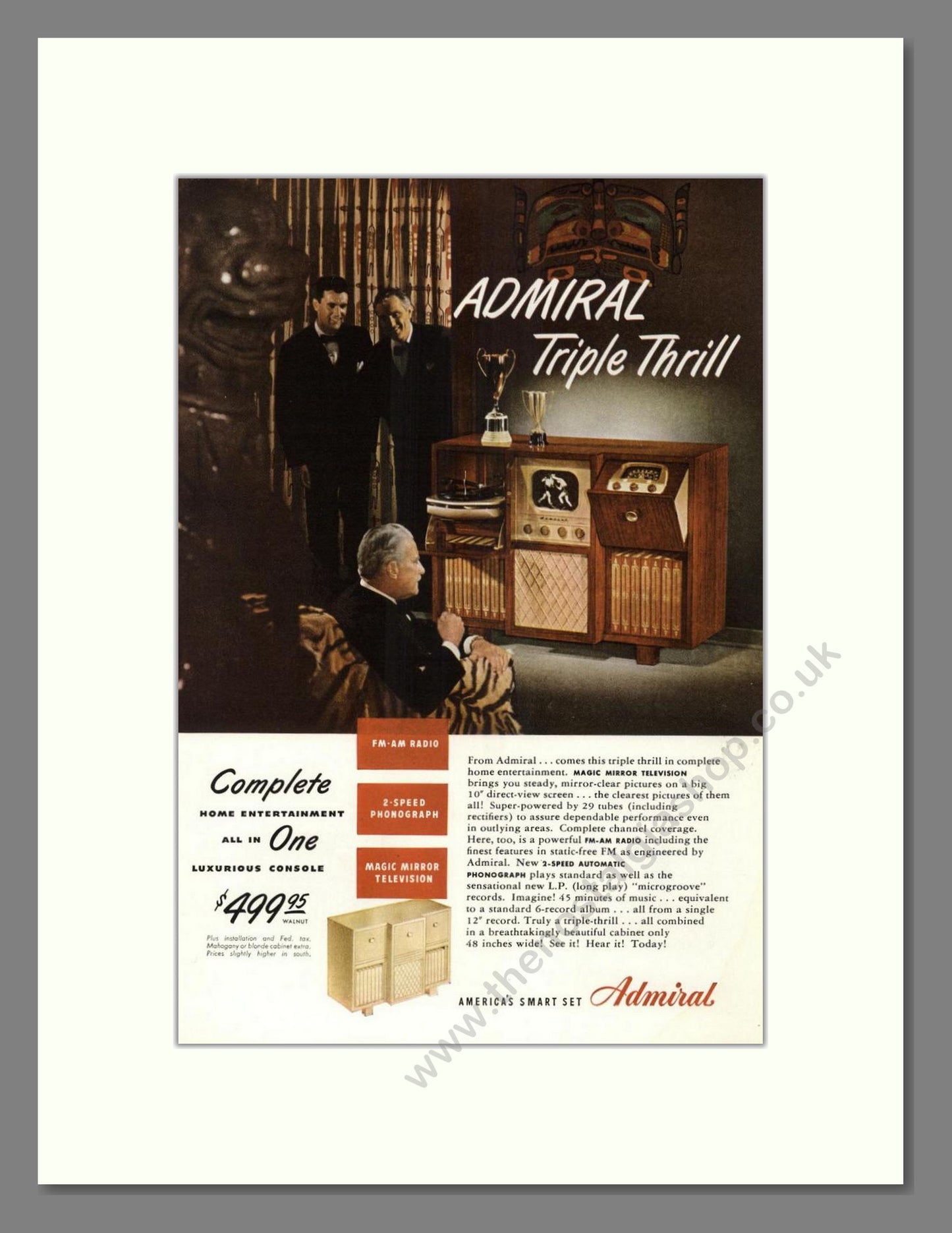Admiral - 10 Inch TV With Phonograph. Vintage Advert 1948 (ref AD68500)