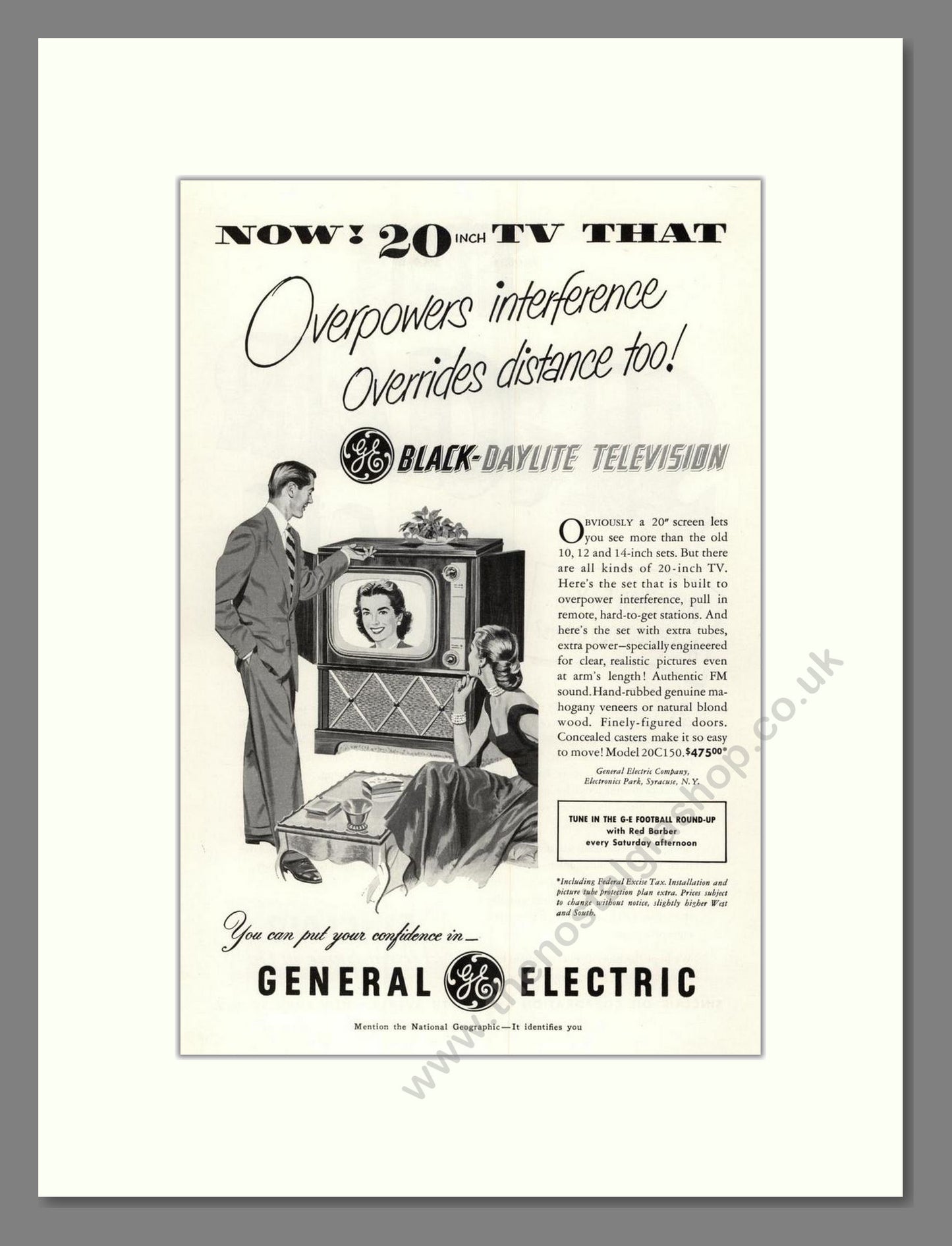 General Electric - Black Daylite. Vintage Advert 1951 (ref AD68520)